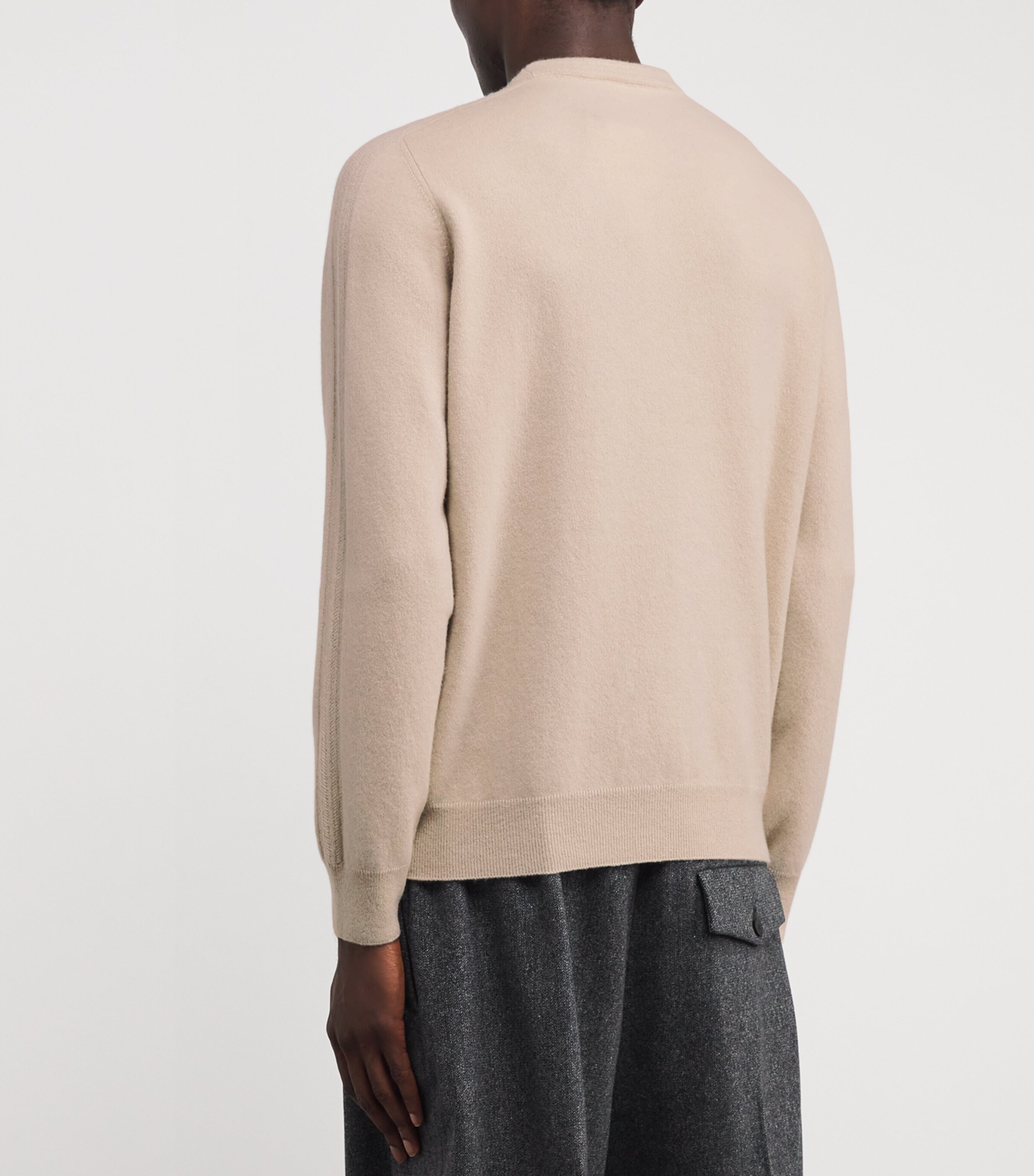 Colombo Mens Kid Cashmere Crew-Neck Sweater Beige Image 4