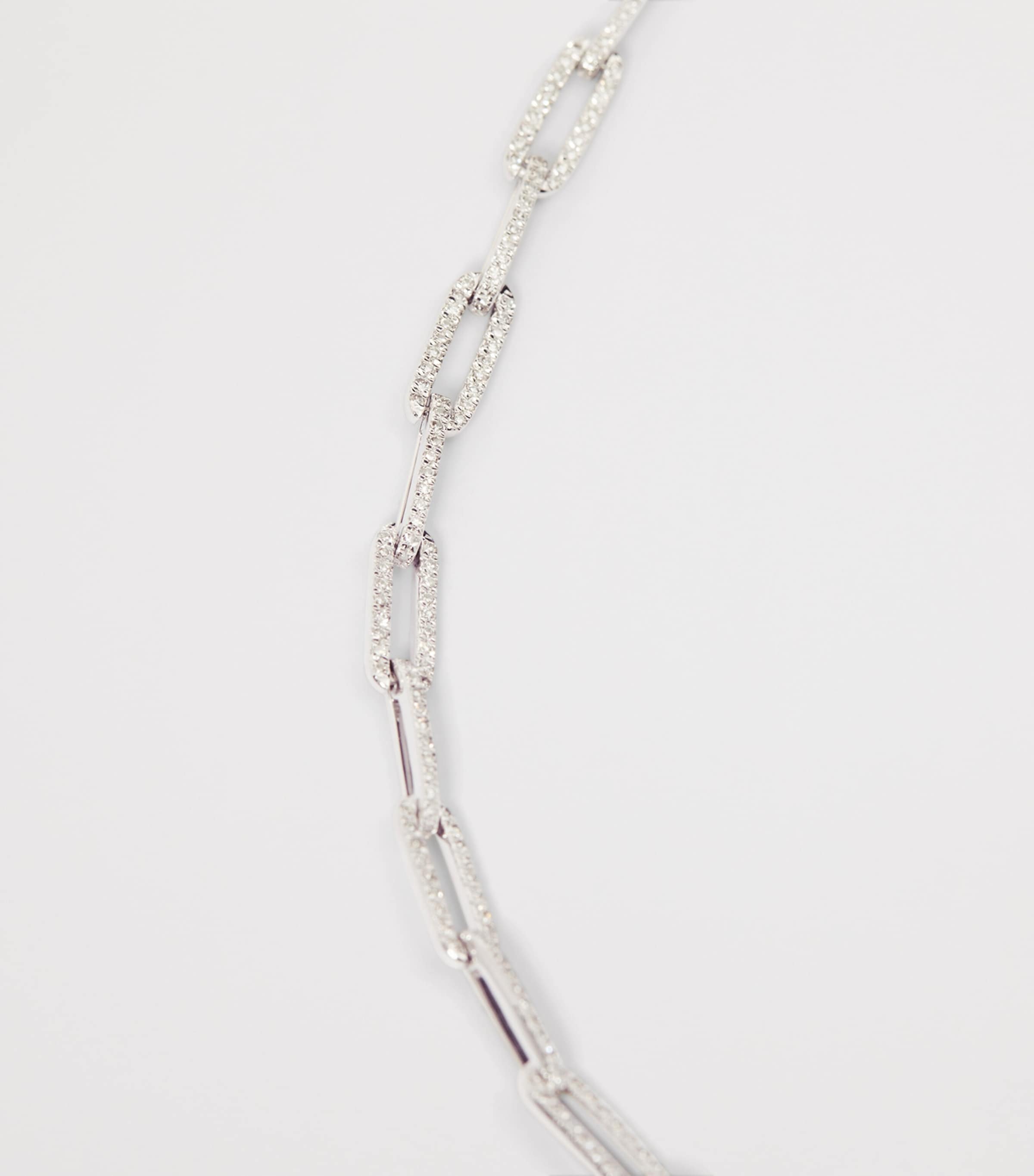 White Gold and Diamond Flat Cable Link Necklace WHITE GOLD Image 3