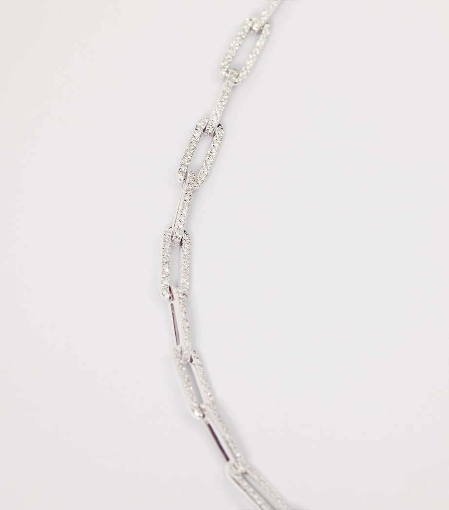White Gold and Diamond Flat Cable Link Necklace WHITE GOLD Image 3