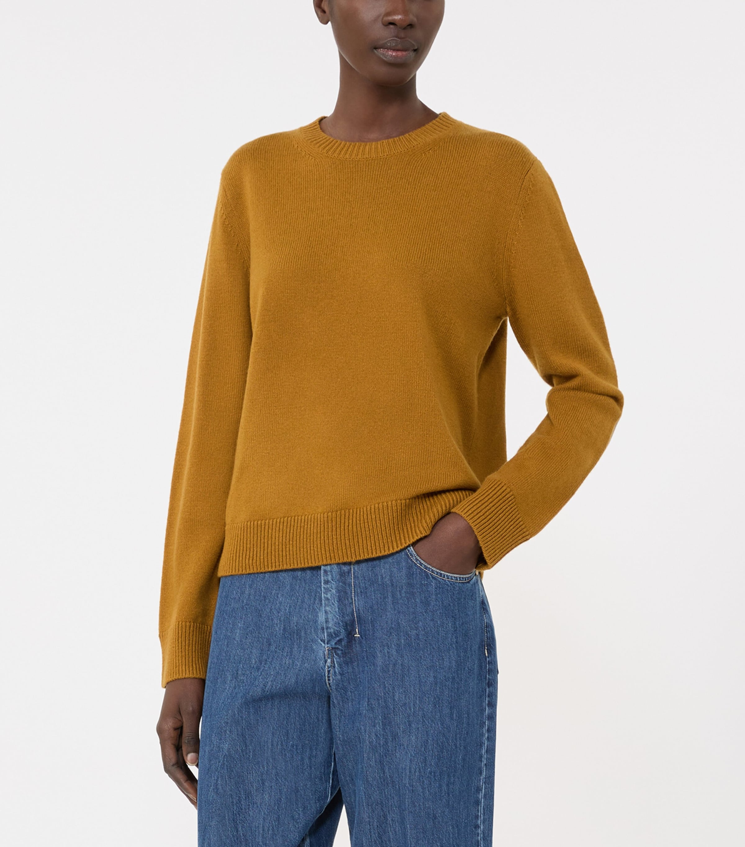 Max Mara Womens Wool-Cashmere Sweater Mustard Image 3