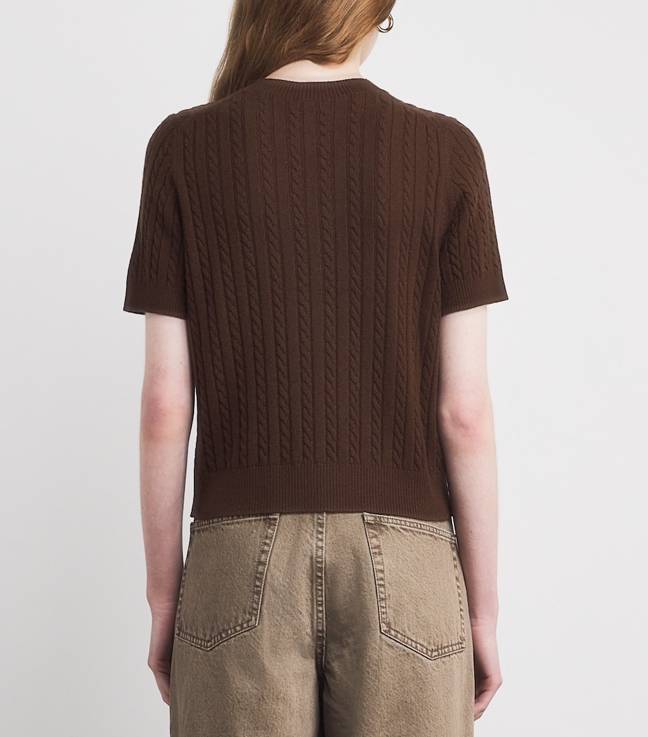 Merino Wool-Cashmere Cable-Knit T-Shirt DEEP CHESTNUT Image 4