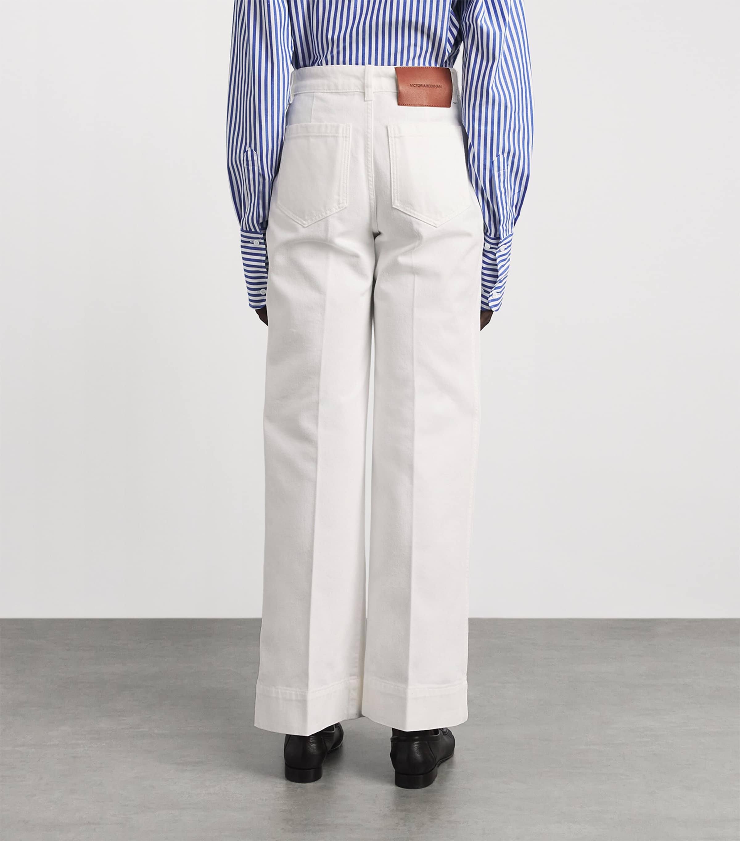 Victoria Beckham Womens Alina High-Rise Wide-Leg Jeans Washed White Image 5