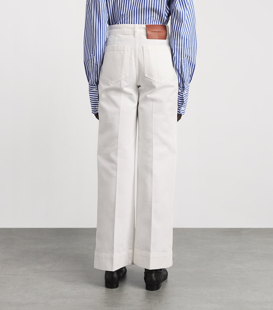 Victoria Beckham Womens Alina High-Rise Wide-Leg Jeans Washed White Image 5