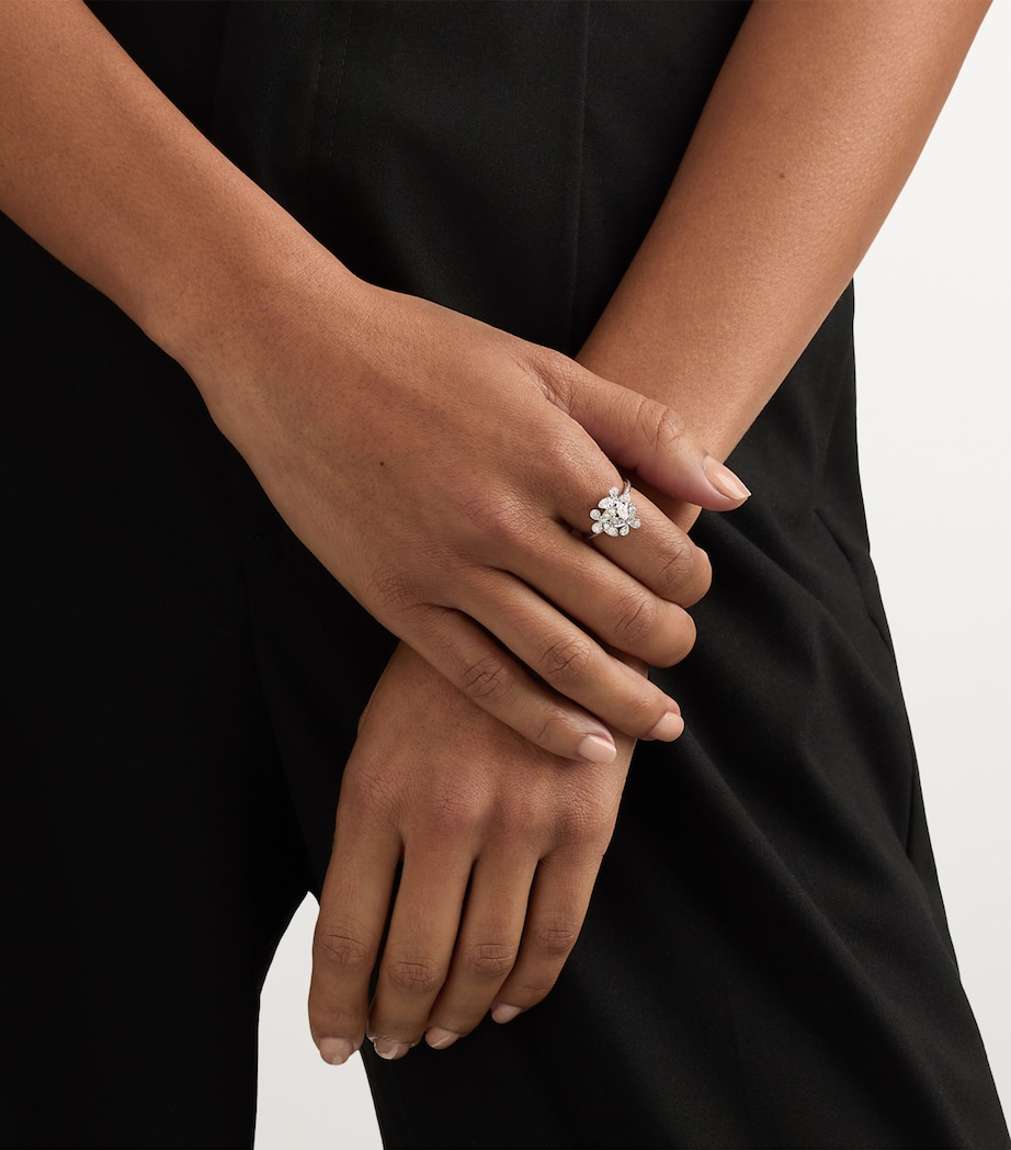 Mini White Gold and Diamond Triple Butterfly Ring WHITE GOLD Image 2