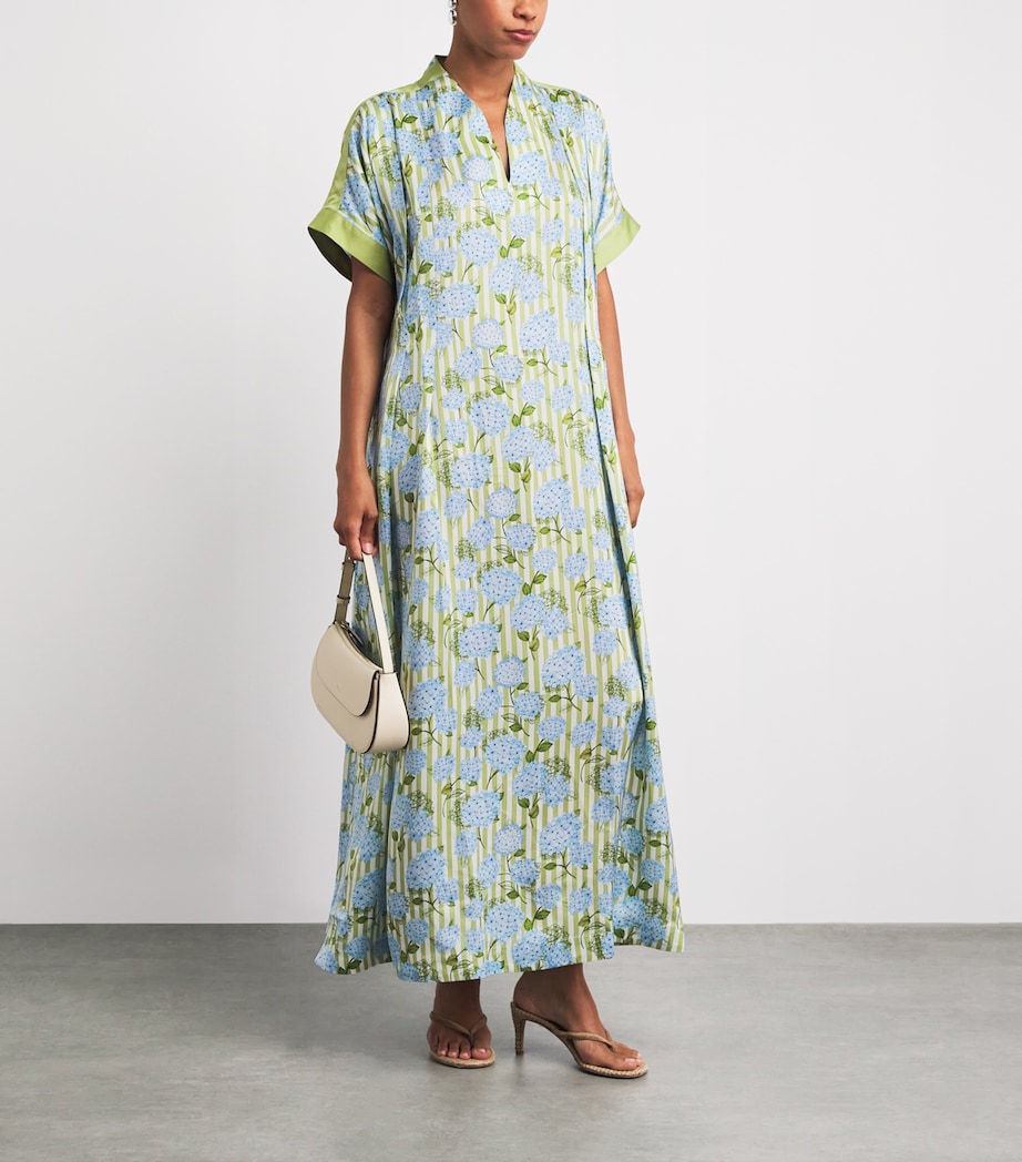 Verandah Womens Hydrangea Maxi Dress Iv & Grn Hydr Stripe Image 2