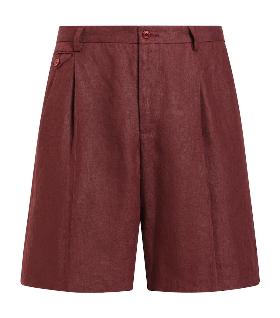 Dolce&Gabbana Mens Linen Tailored Shorts Brown Dark Vio Image 1