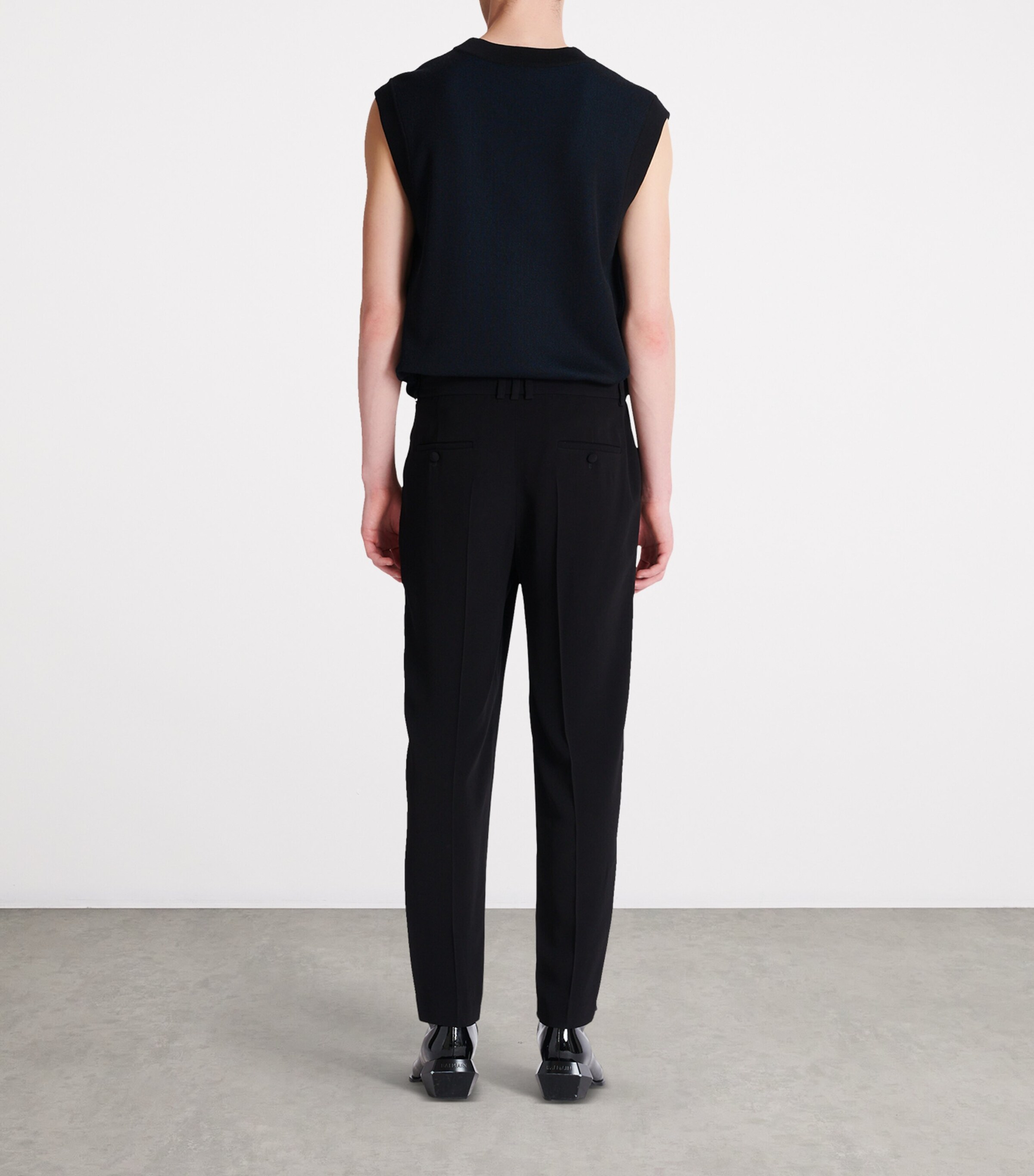 Balmain Mens Crepe Straight-Leg Trousers Noir Image 3