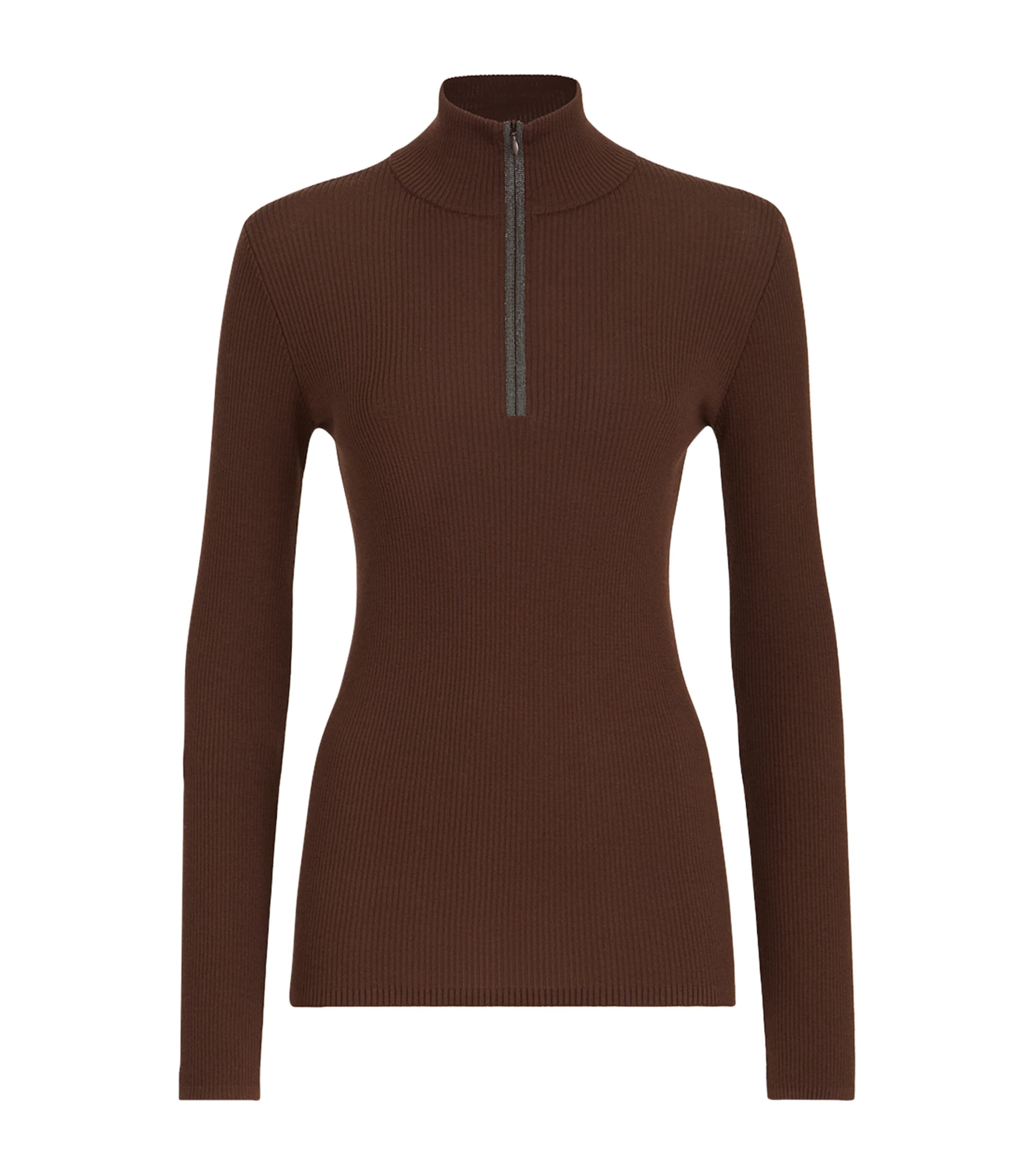 Brunello Cucinelli Womens Wool-Cashmere Half-Zip Sweater Image 1