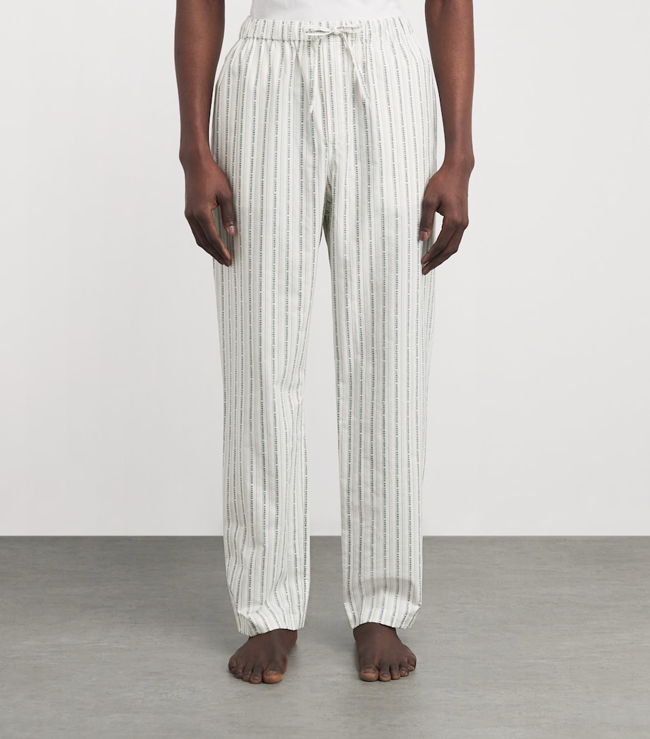 Cotton Stripe Logo Pyjama Bottoms GREEN Image 3