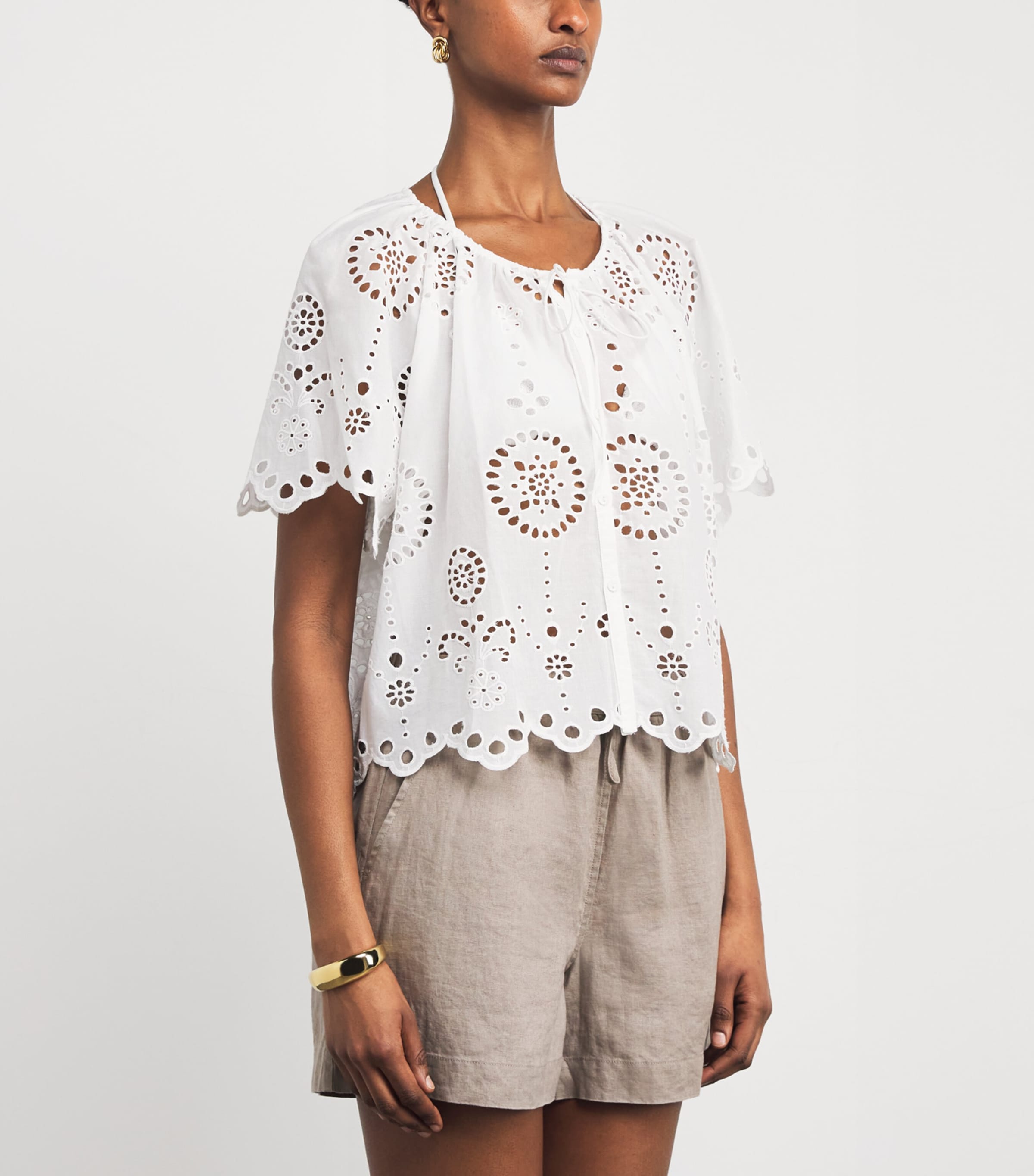 Cotton Broderie Anglaise Blouse WHITE Image 3