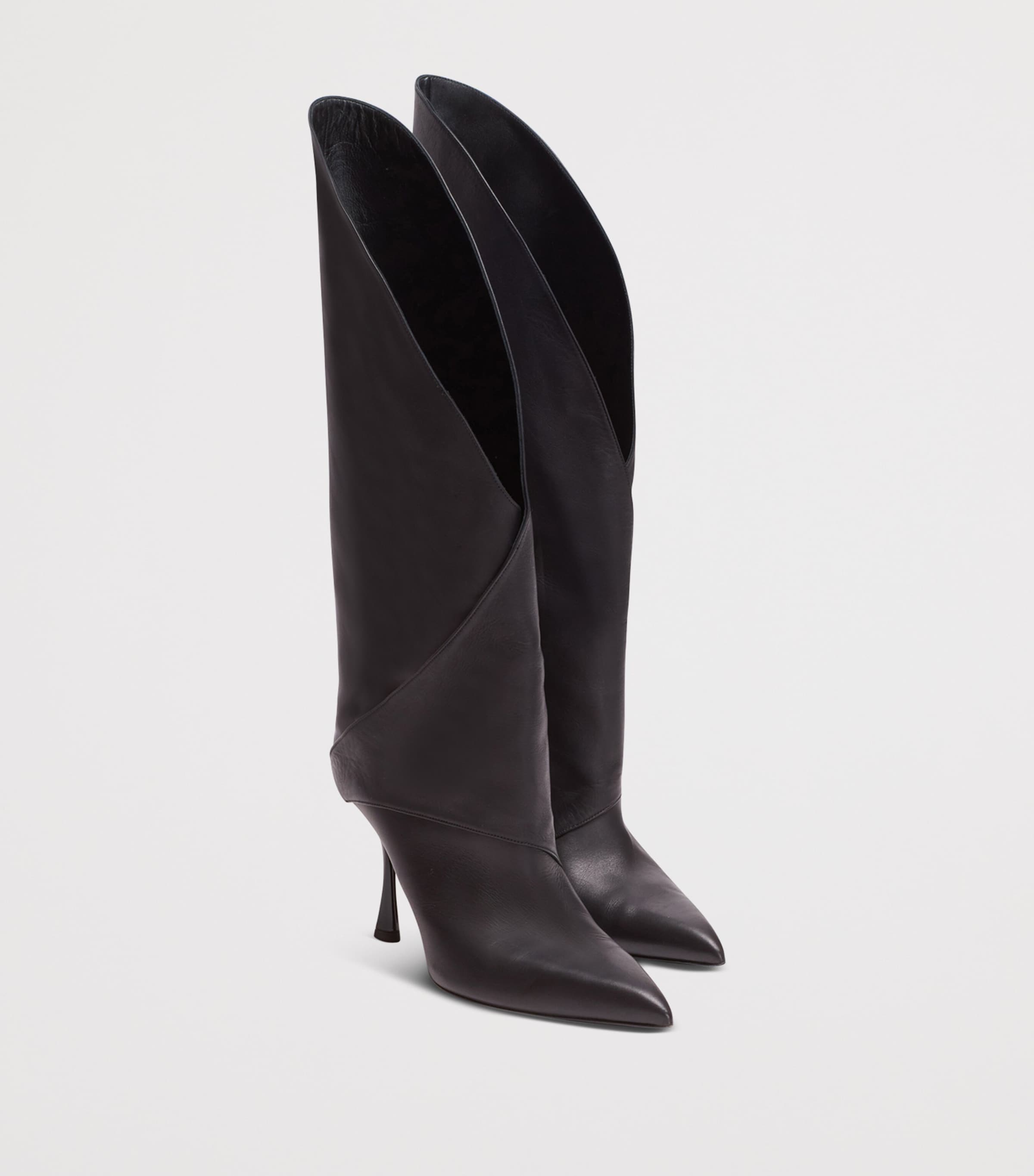 Leather Twist Heel Boots 95 0PA NOIR Image 5