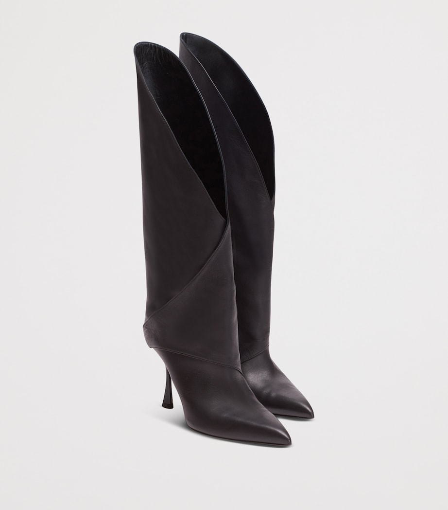 Leather Twist Heel Boots 95 0PA NOIR Image 5