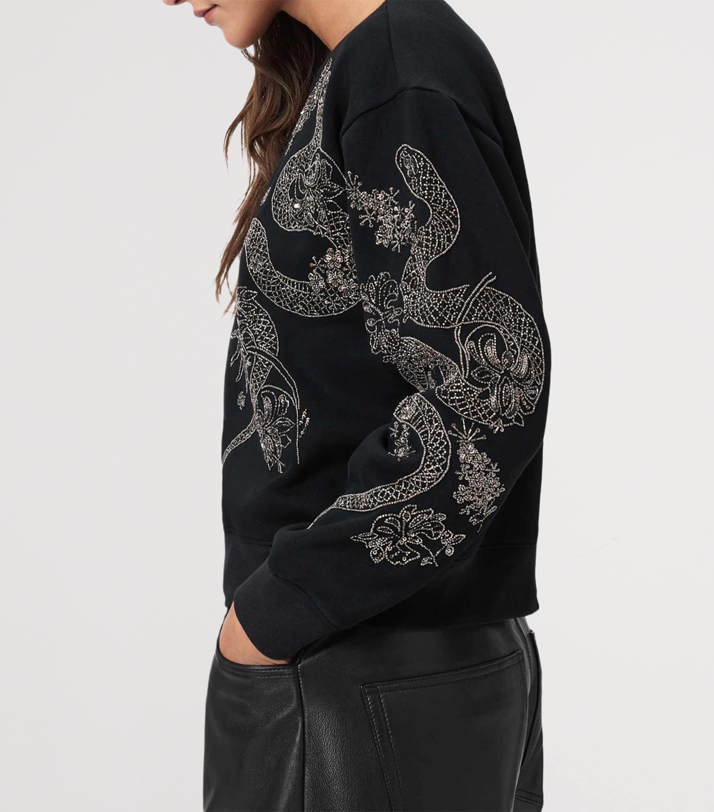 Organic Cotton-Blend Cecile Pippa Sweatshirt BLACK Image 6