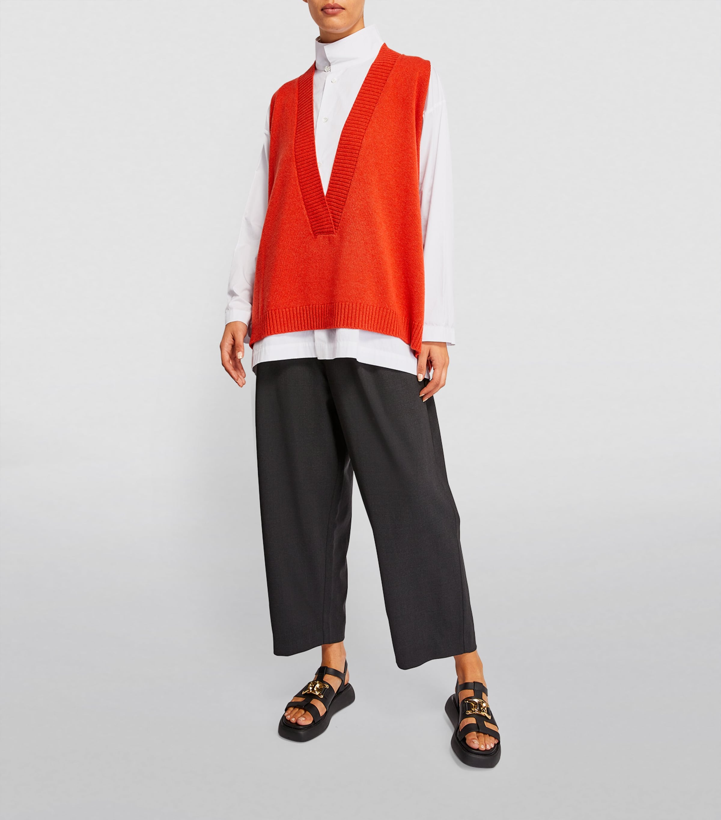 A-Line Stand-Collar Shirt WHITE Image 5