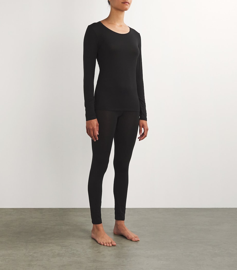 Falke Womens Long-Sleeve Daily ClimaWool T-Shirt Black Image 2