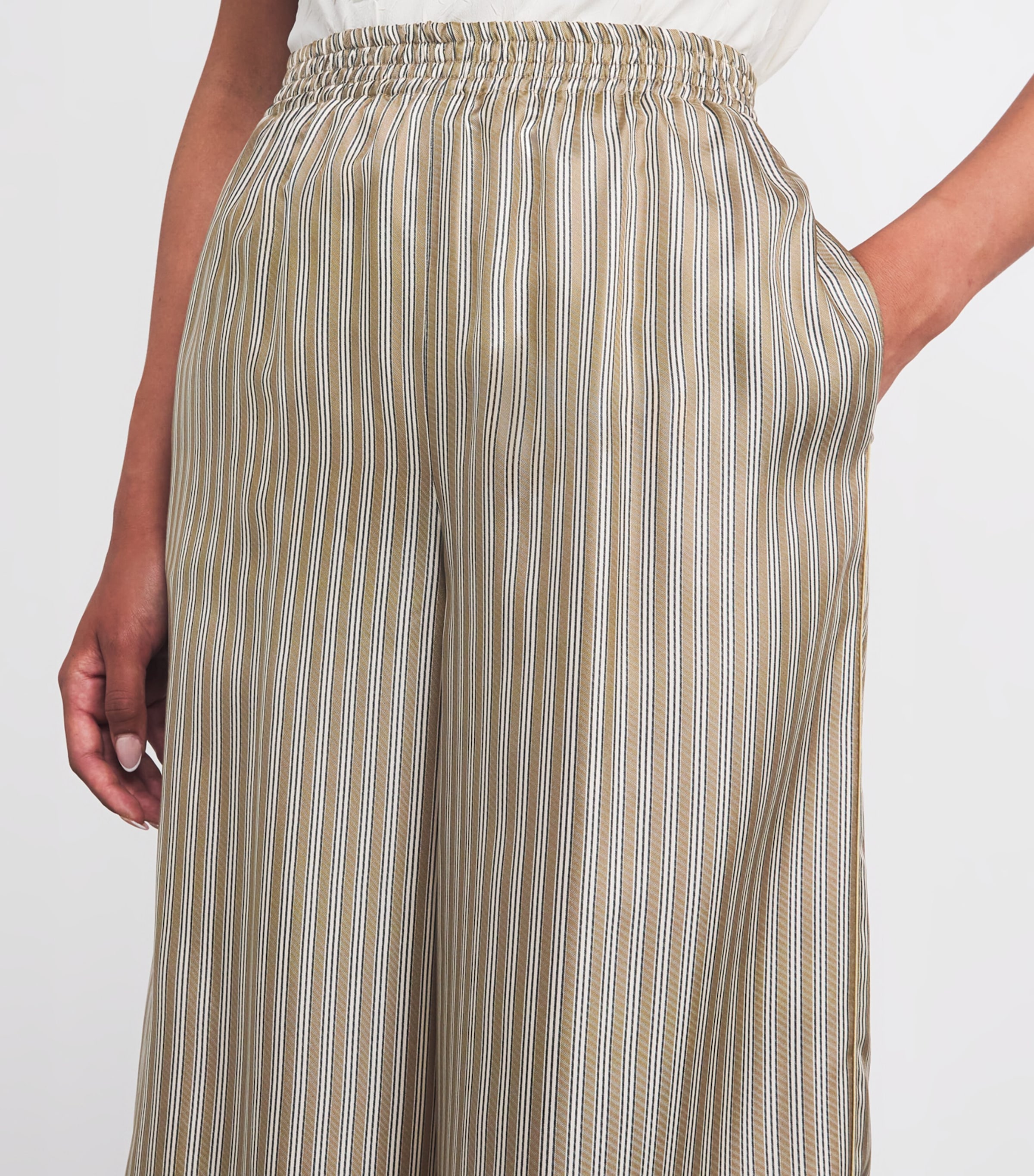 Silk Stripe Wide-Leg Trousers HAZELNUT BROWN Image 6