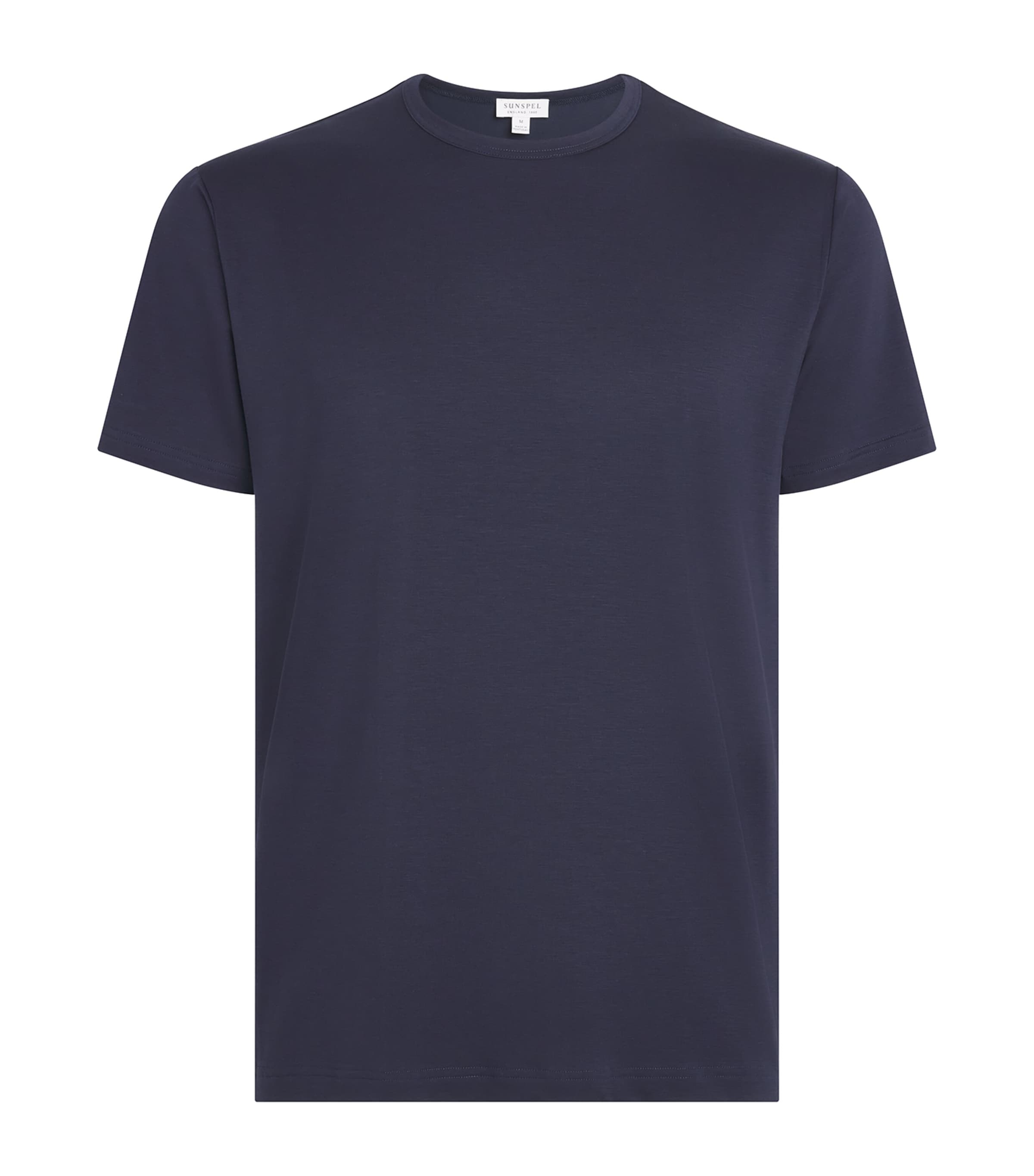 Sunspel Mens Stretch-Tencel T-Shirt Buaa Navy Image 1