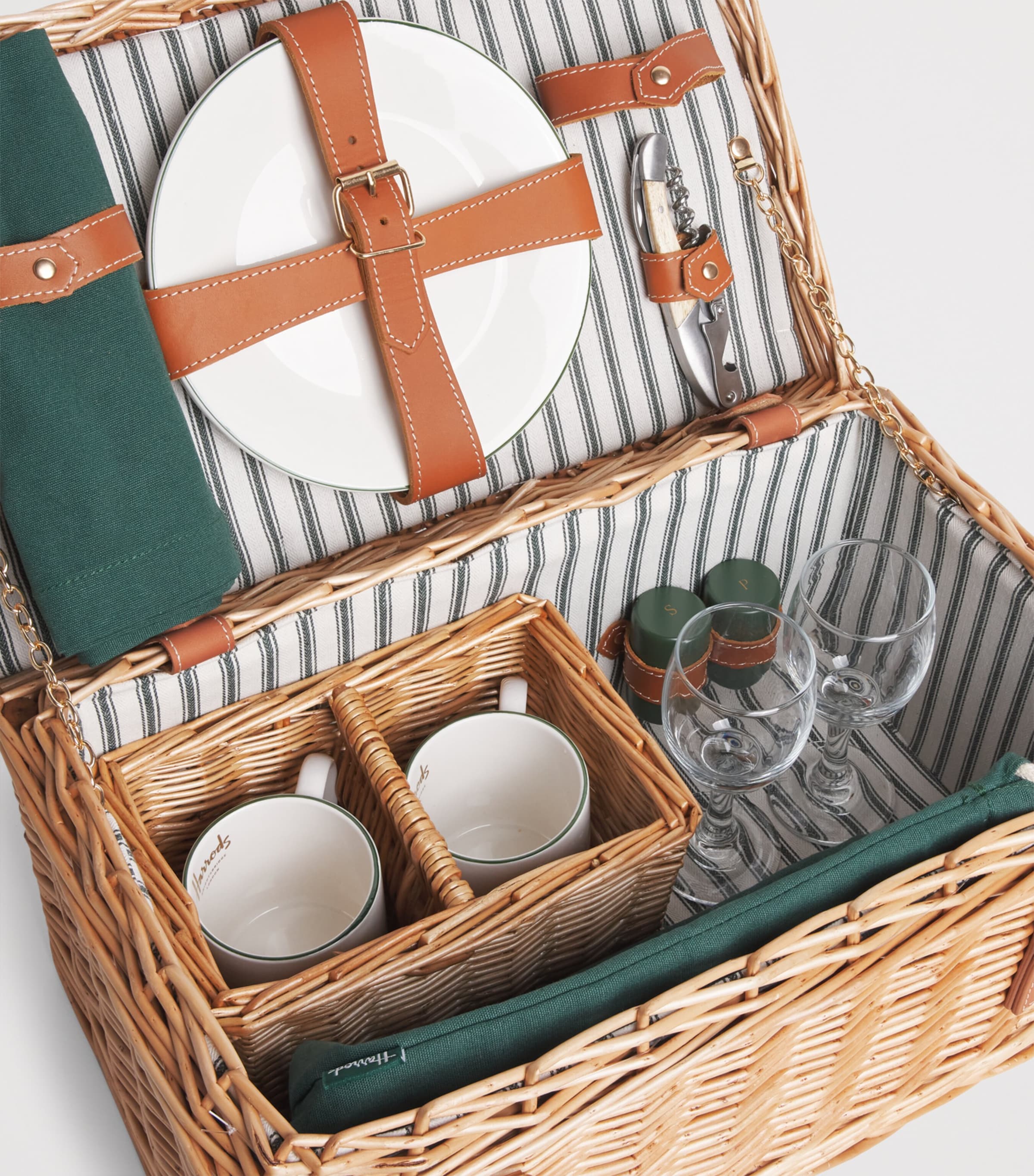 Harrods Fitted Picnic Hamper for 2 Brown Image 4