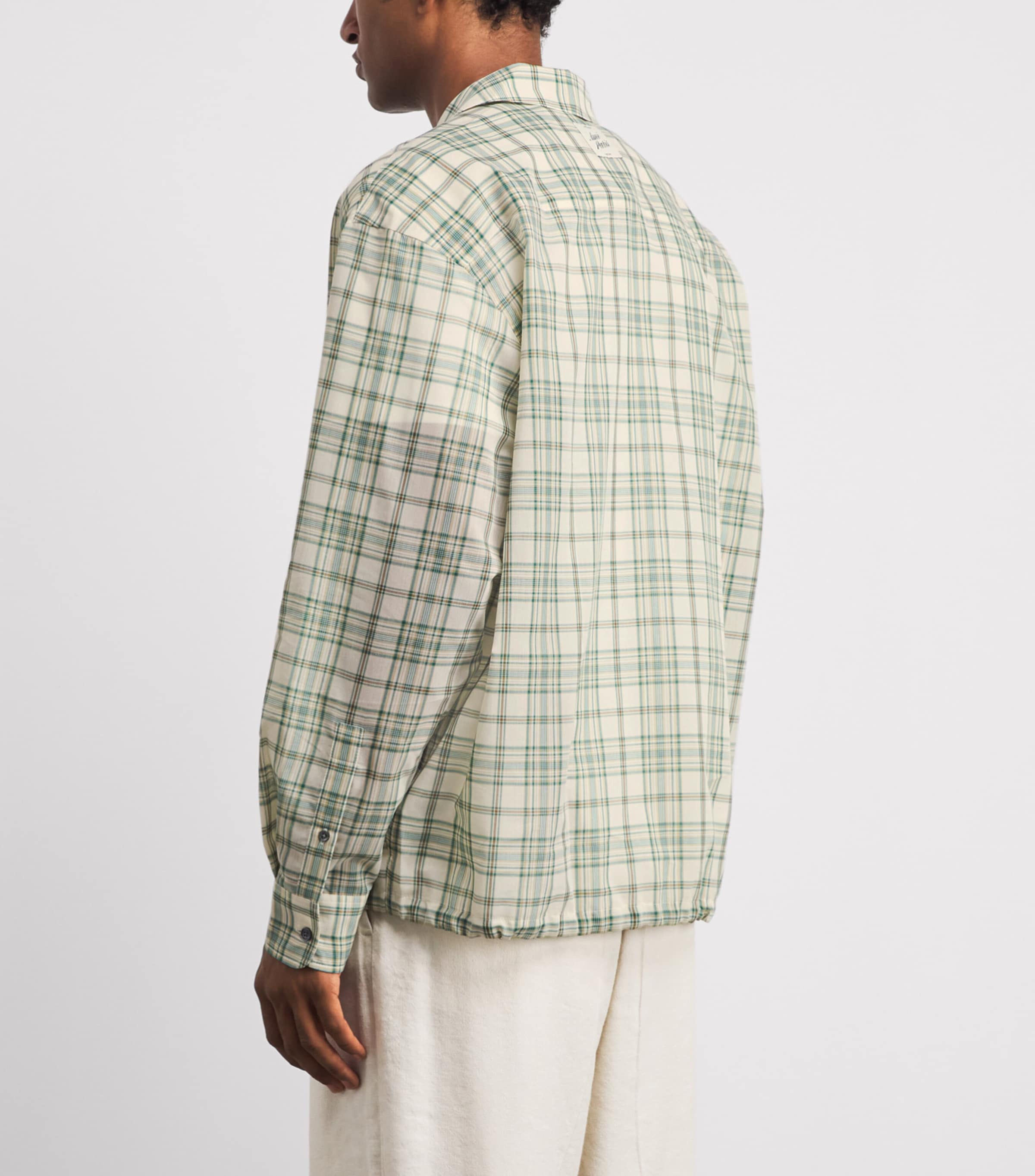 AMI Paris Mens Check Boxy Shirt Vrt Spnblnc Crm Image 5