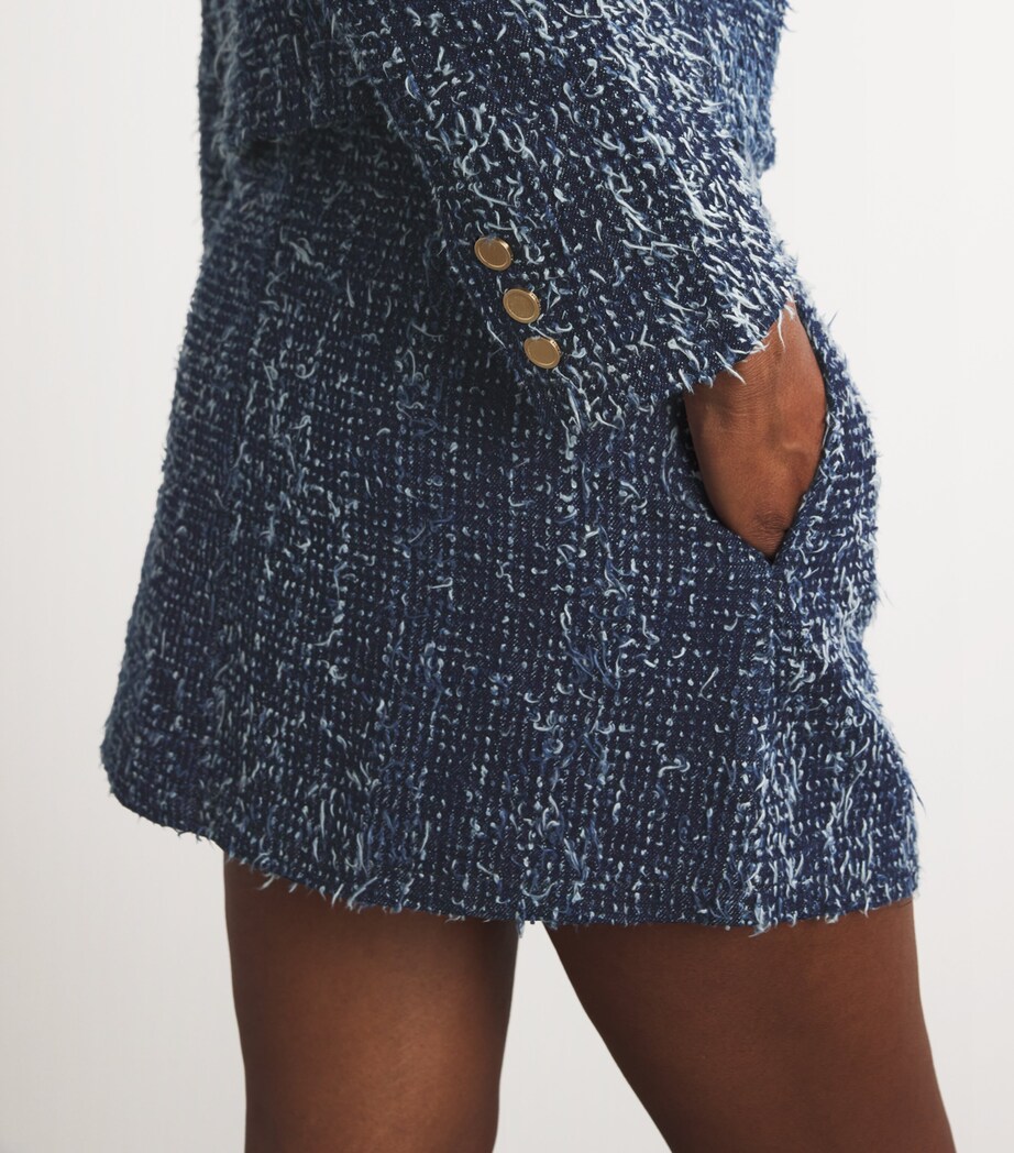 FRAME Womens Denim Bouclé Mini Skirt Magic Image 6