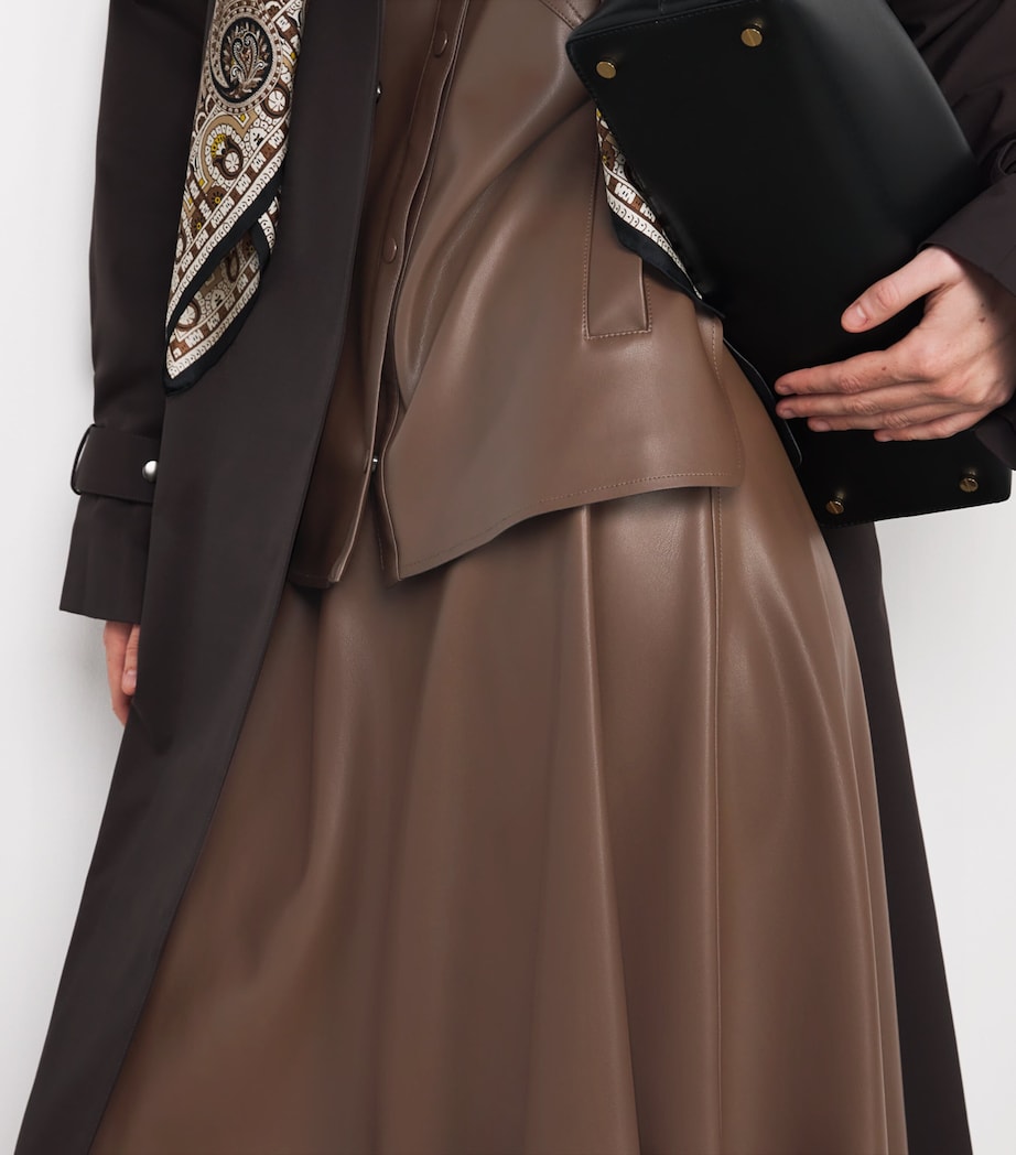 Faux Leather Midi Skirt BROWN Image 6
