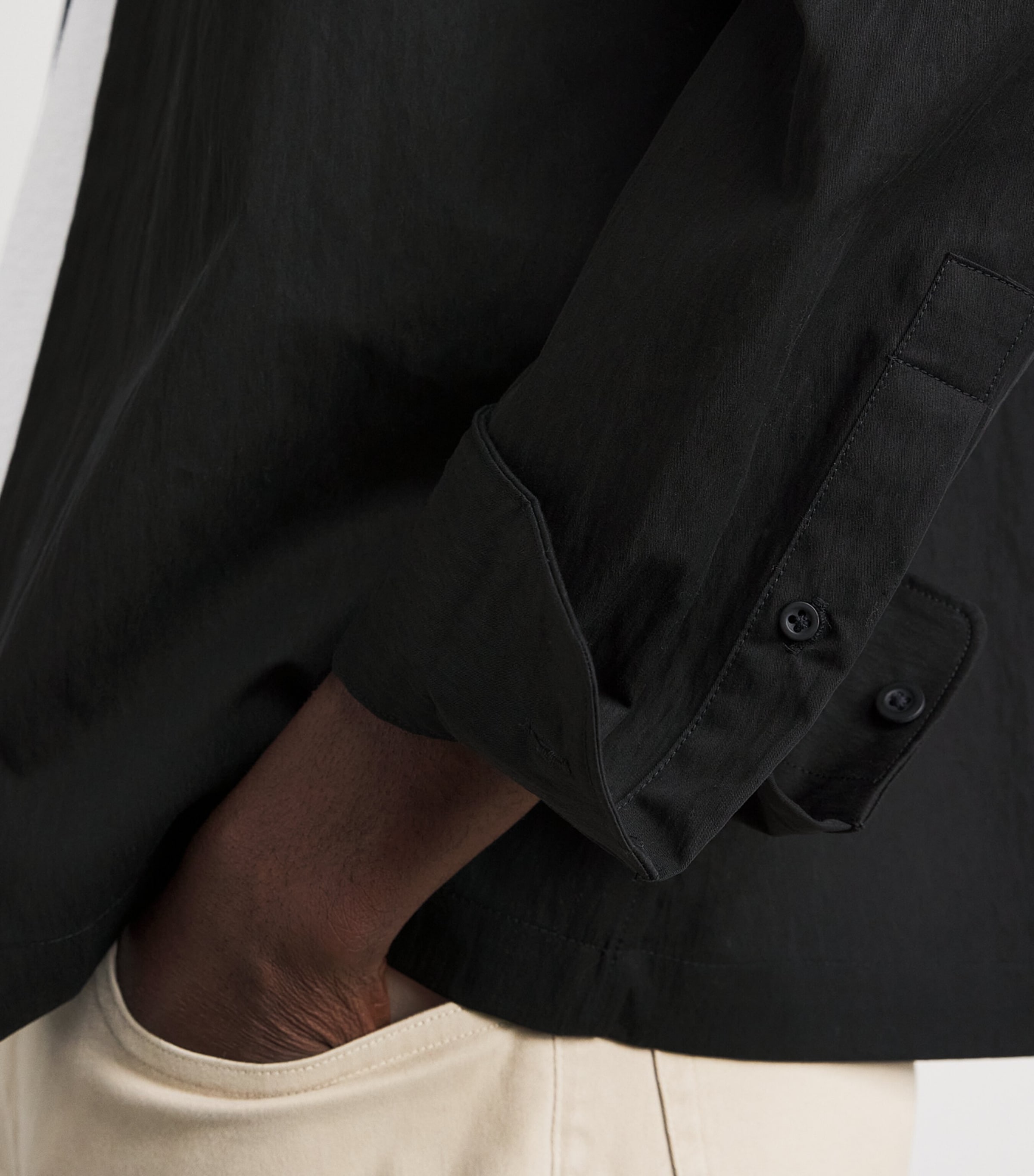 Vince Mens Zip-Up Shacket Black Image 3