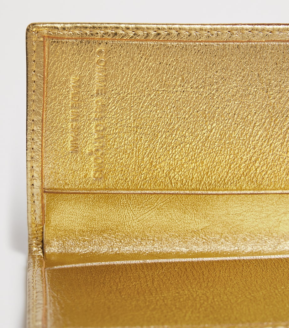 Comme Des Garçons Wallet Leather Bifold Vertical Card Holder Gold Image 4