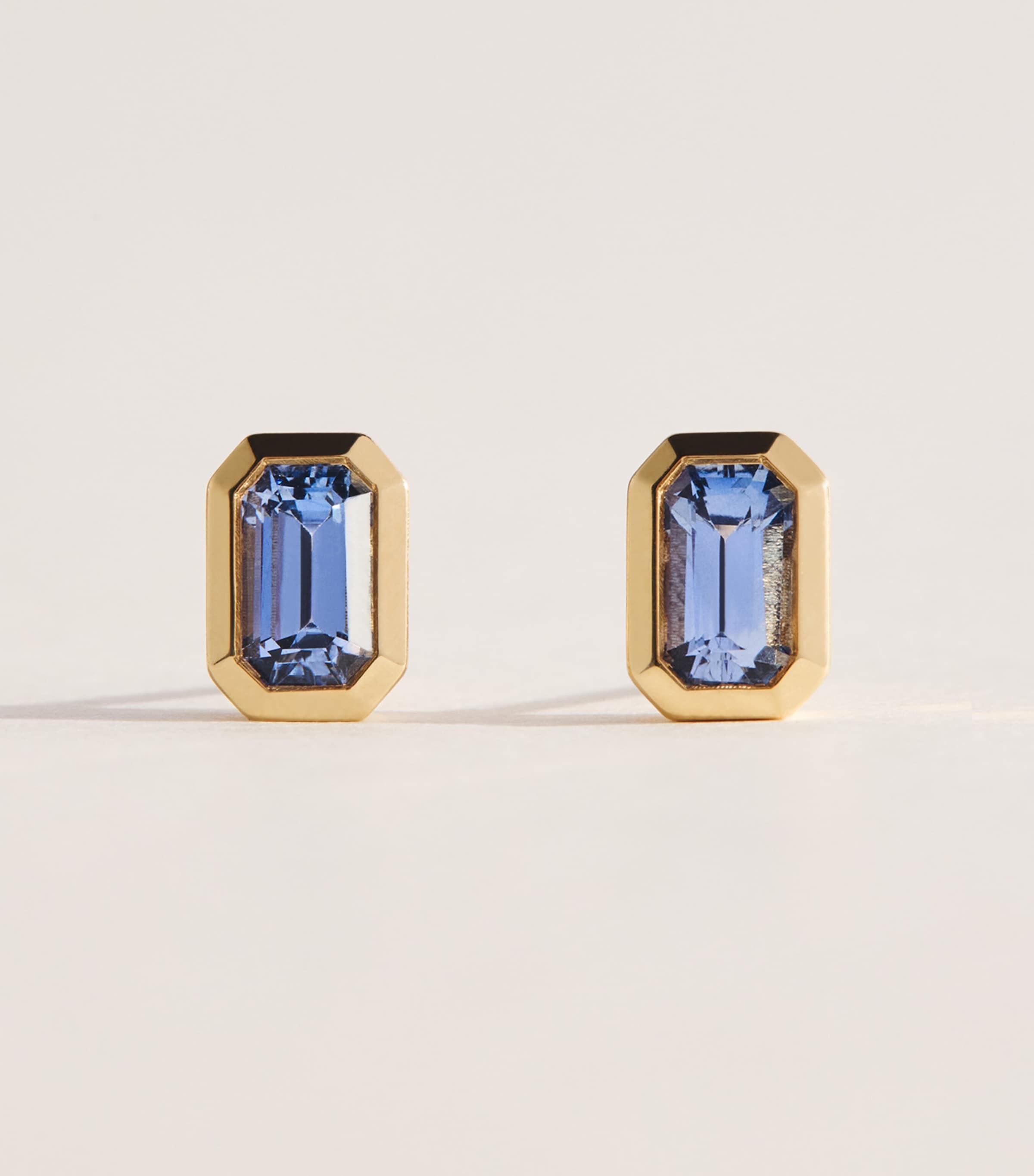 Azlee Small Yellow Gold and Sapphire Stud Earrings Yellow Gold