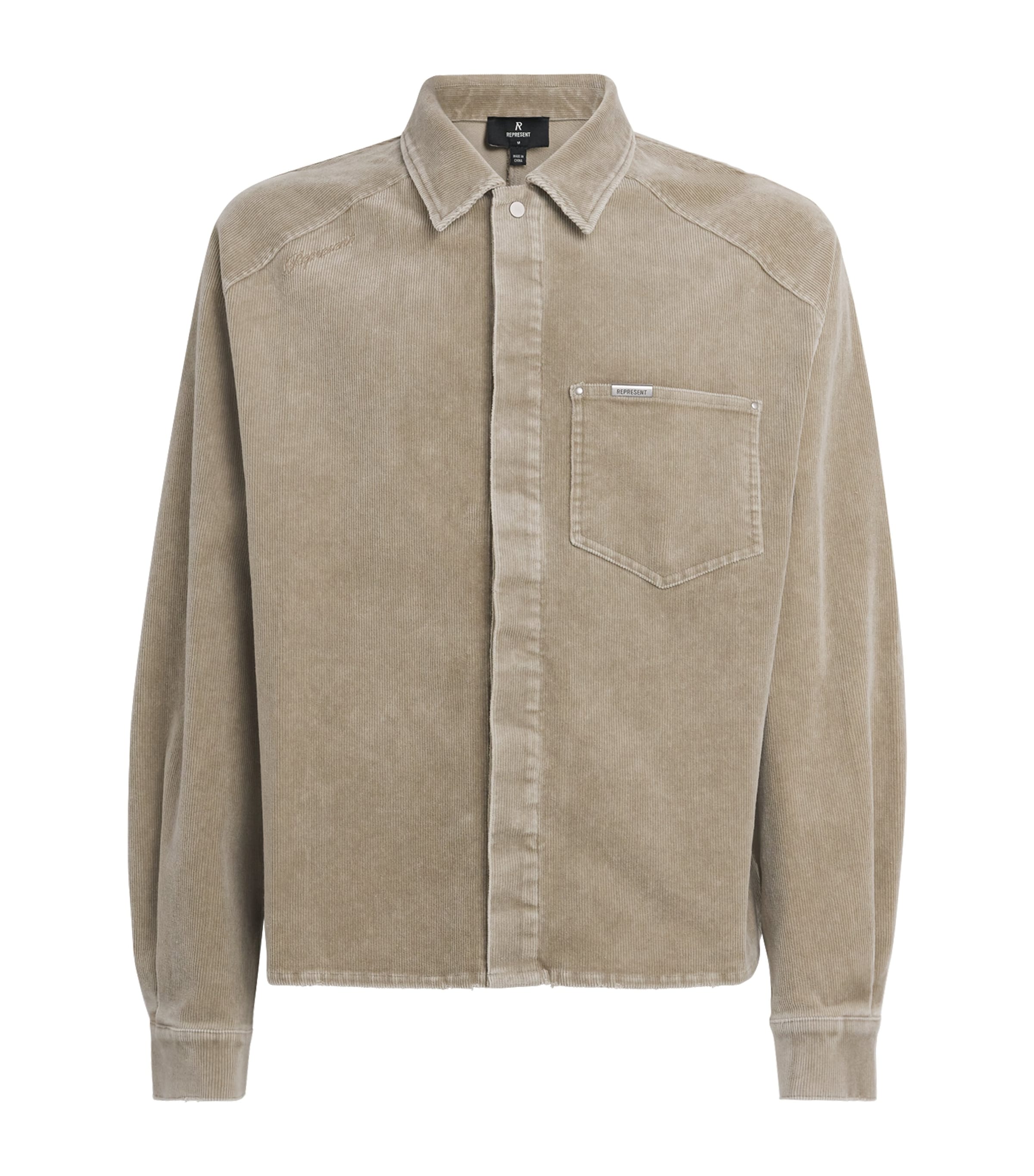 Represent Mens Corduroy Shirt Vintage Khaki Image 1