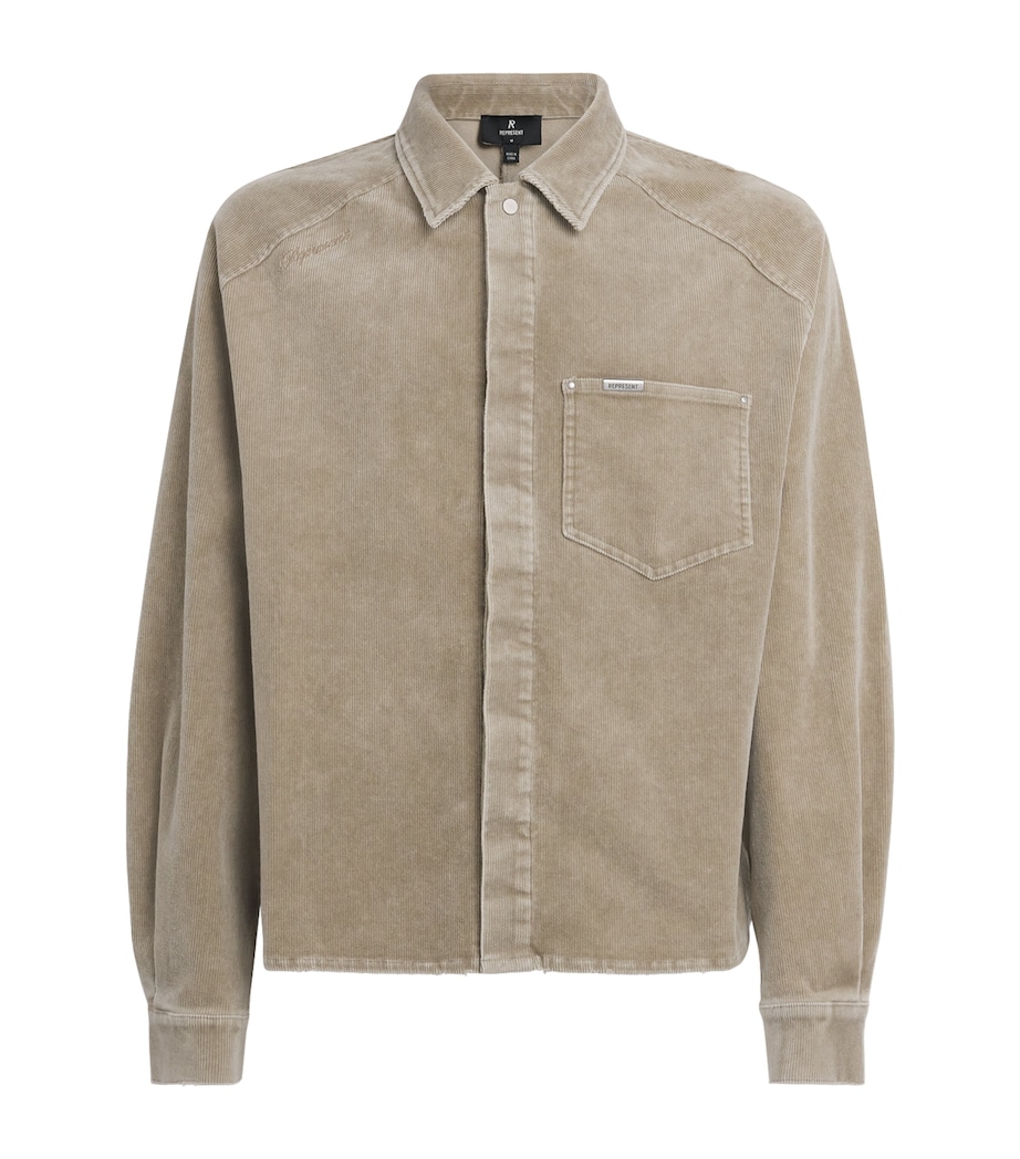 Represent Mens Corduroy Shirt Vintage Khaki Image 1