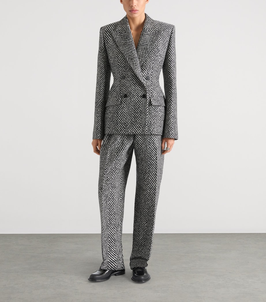 Wool-Blend Double-Breasted Jacket BLACK/WHITE Image 2