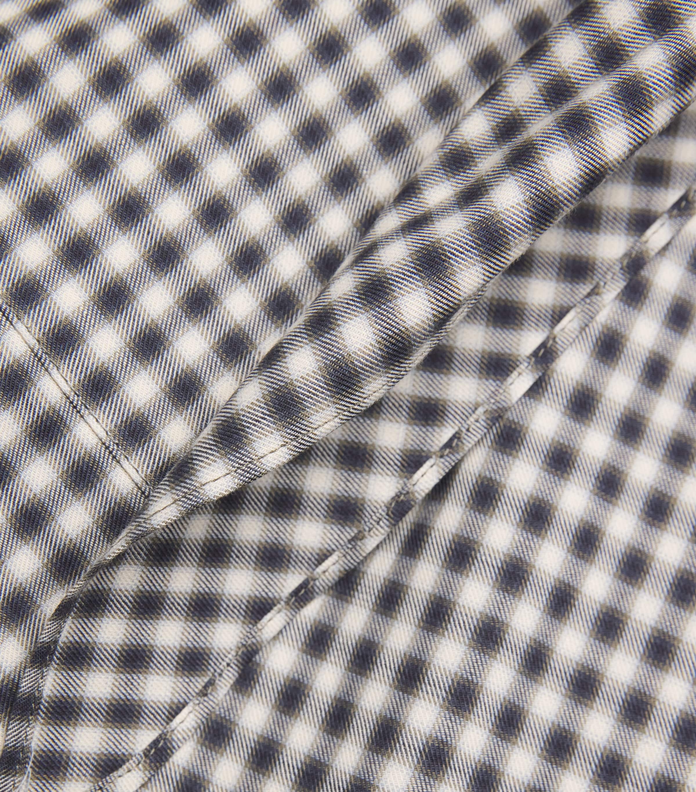 Cotton Scarf-Collar Check Shirt DARK NAVY DN Image 5