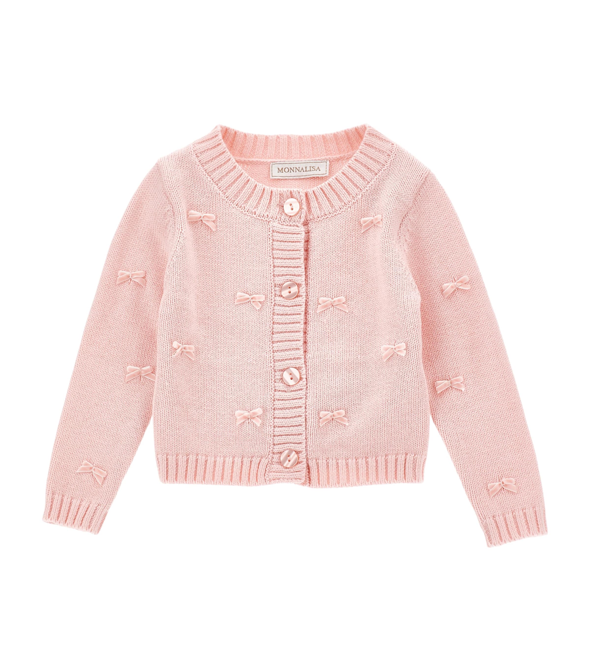 Monnalisa Kids' Cotton-wool Bow Cardigan In Pink