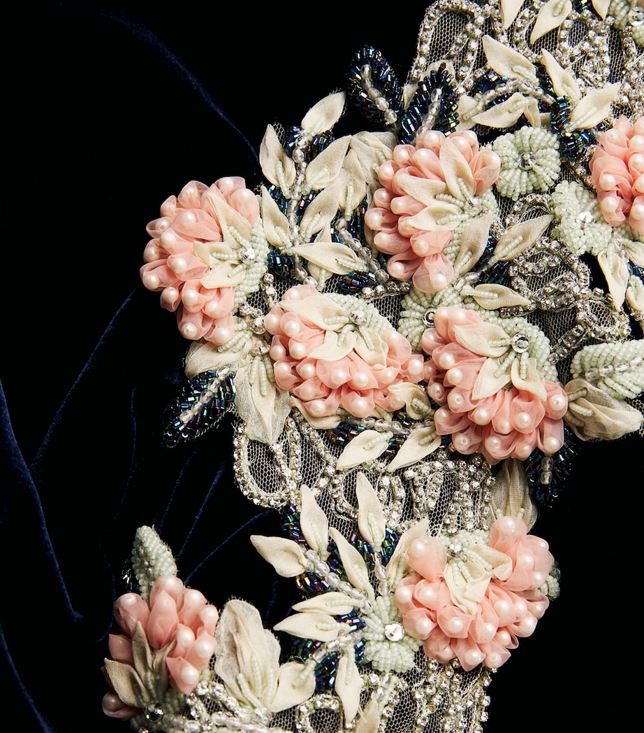 Velvet Embellished One-Shoulder Gown DEEP BLUE 173 Image 5