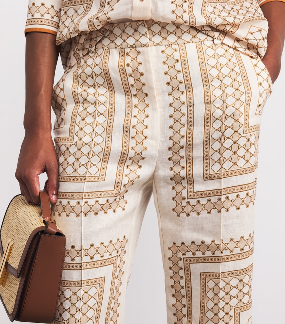 Linen Geometric Crop Wide-Leg Trousers CGPT/CREAM GEO PRINT Image 5