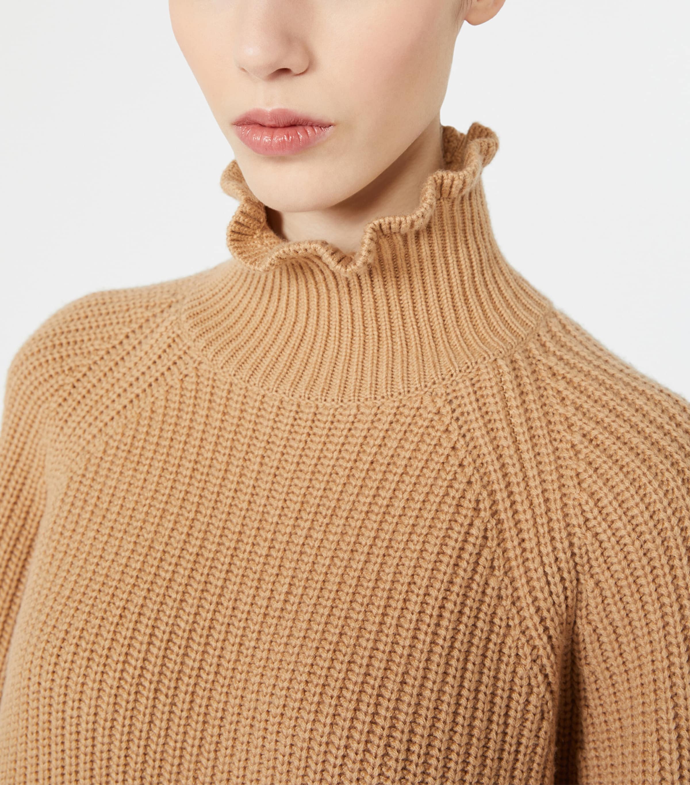 Max Mara Womens Wool-Cashmere Sweater Camel Image 5