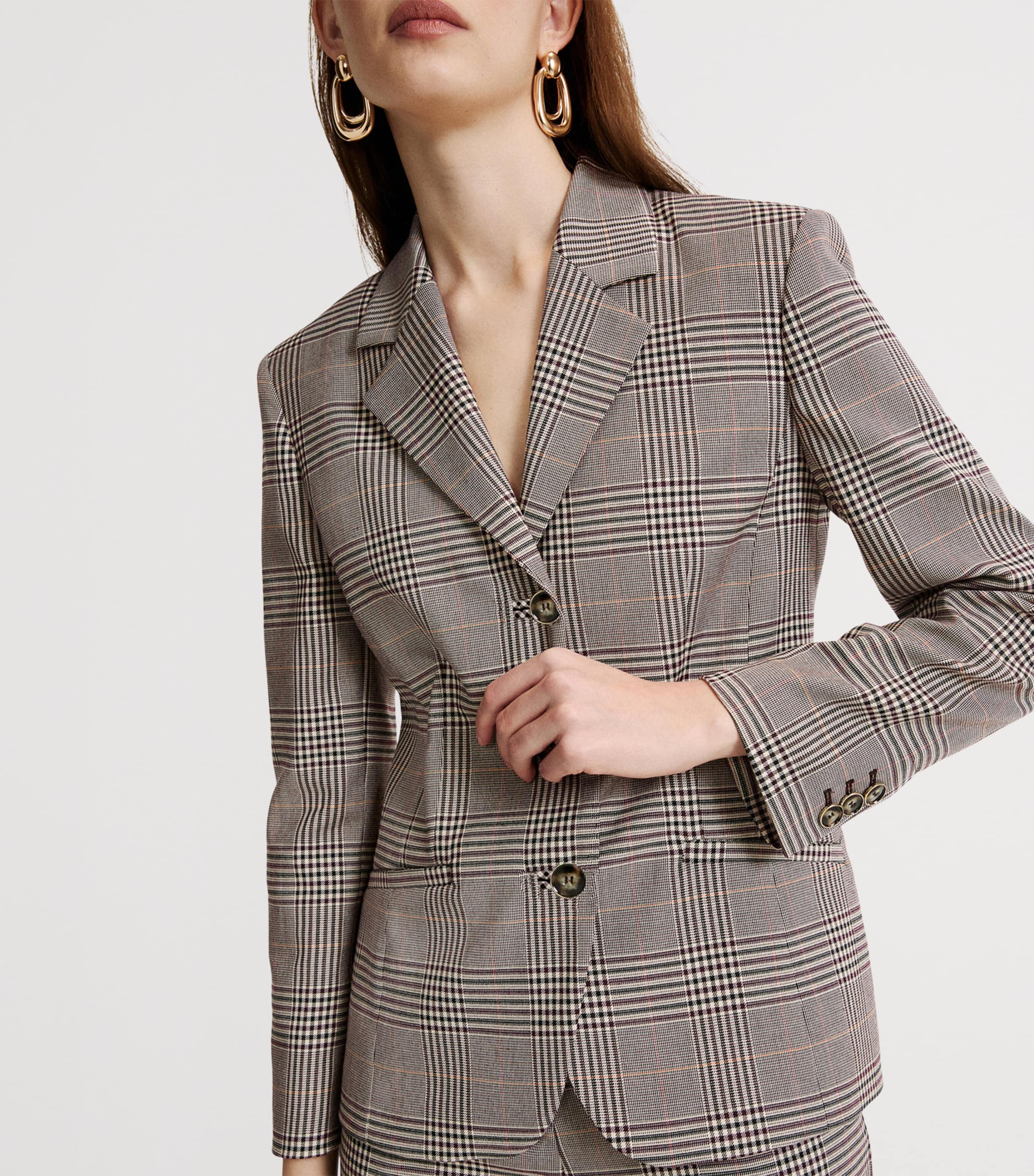 Marella Womens Check Blazer Chocolate Image 5