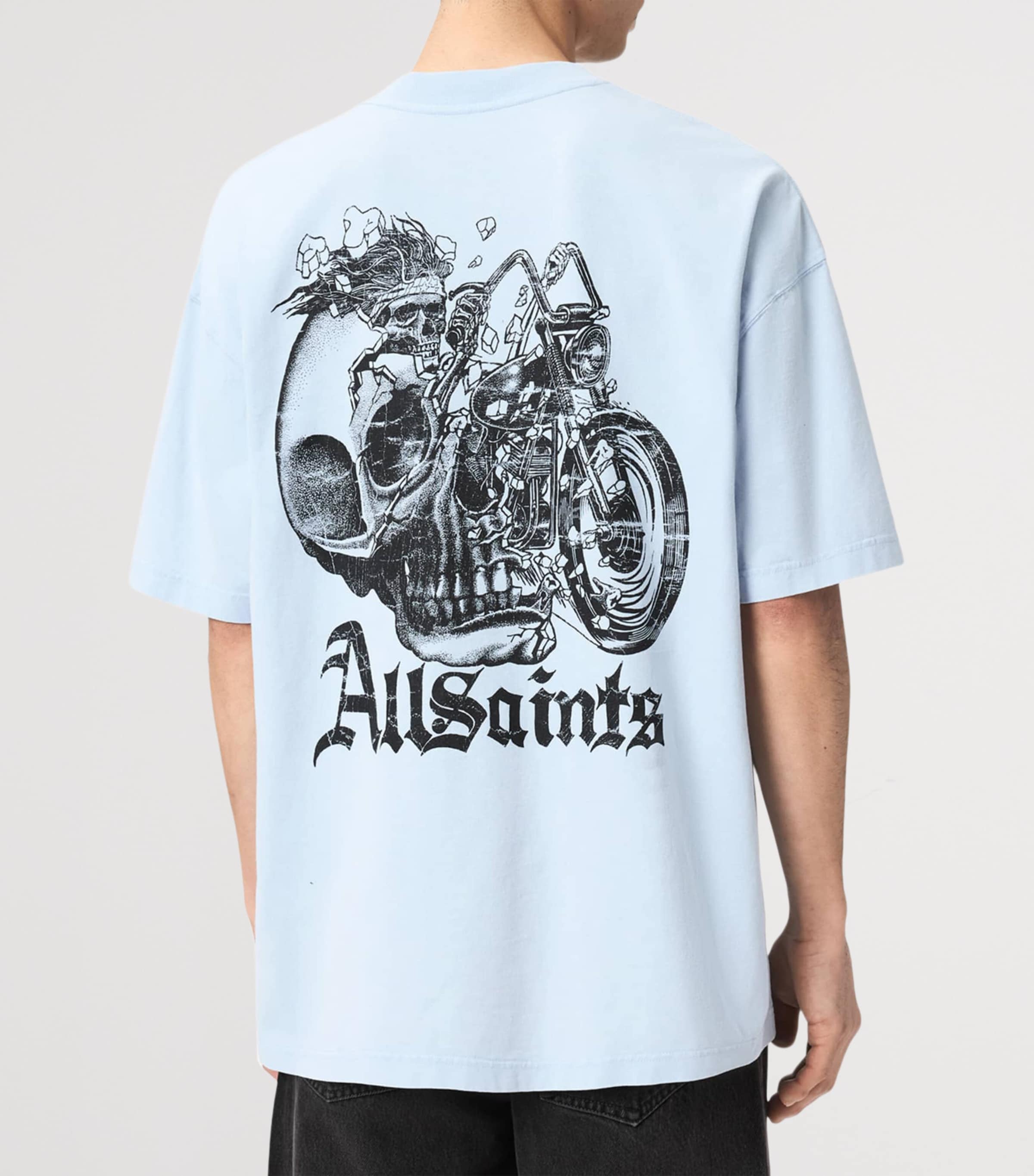AllSaints Mens Organic Cotton Oversized Panhead T-Shirt Villa Blue Image 4
