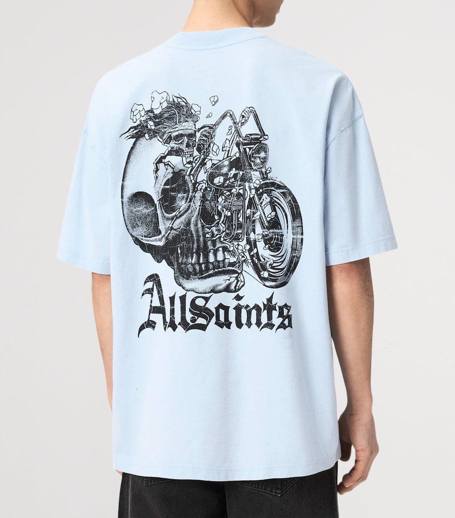 AllSaints Mens Organic Cotton Oversized Panhead T-Shirt Villa Blue Image 4