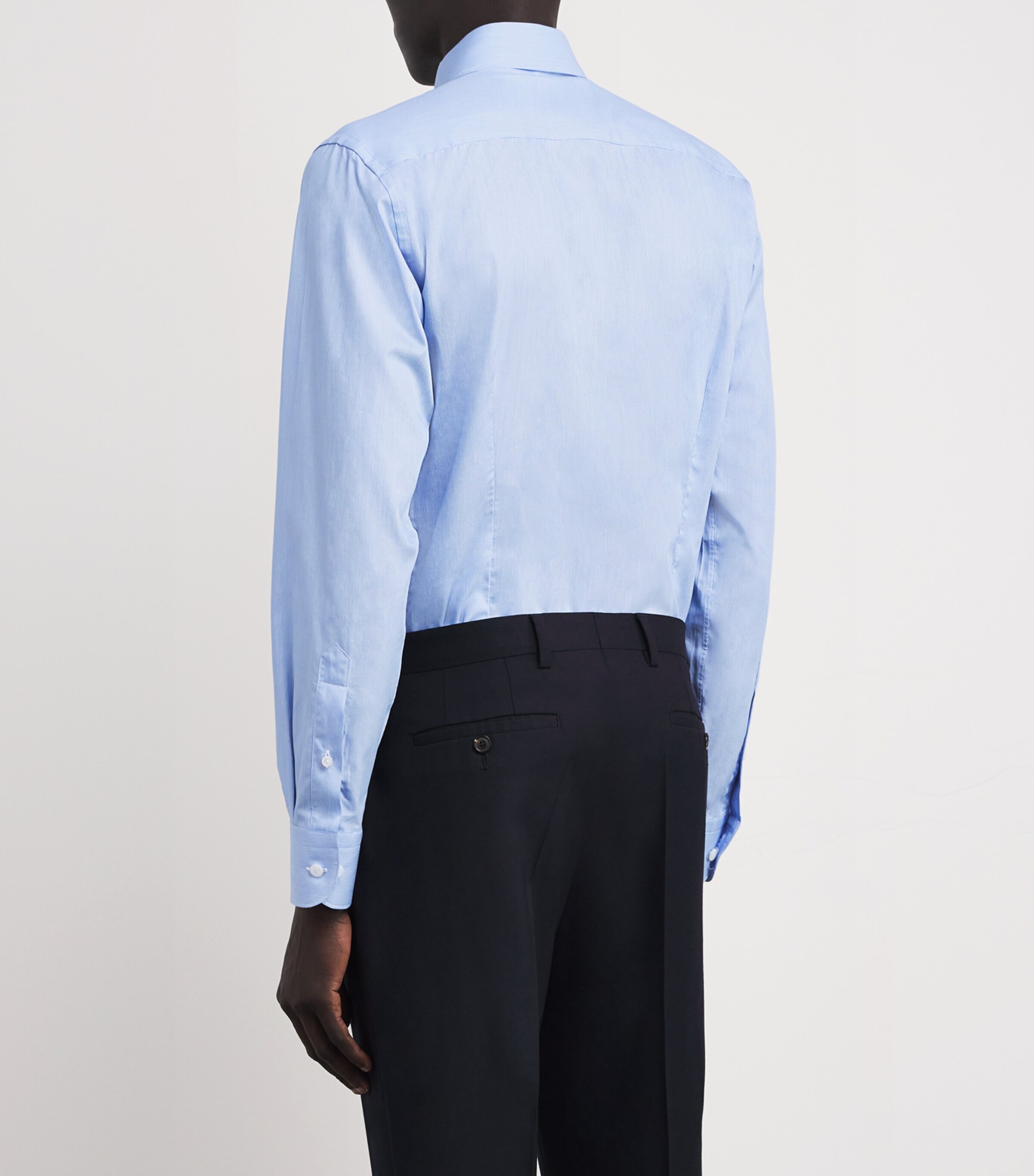 Eton Mens Cotton-Silk Formal Shirt Light Blue Image 4