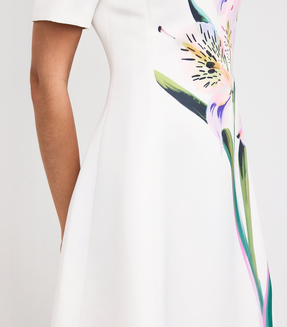 Satin Floral Caroline Midi Dress LILY PRINT IN SNOW Image 6