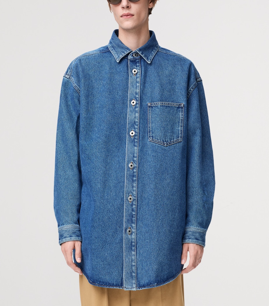 Anagram-Patch Denim Overshirt MID BLUE DENIM Image 3