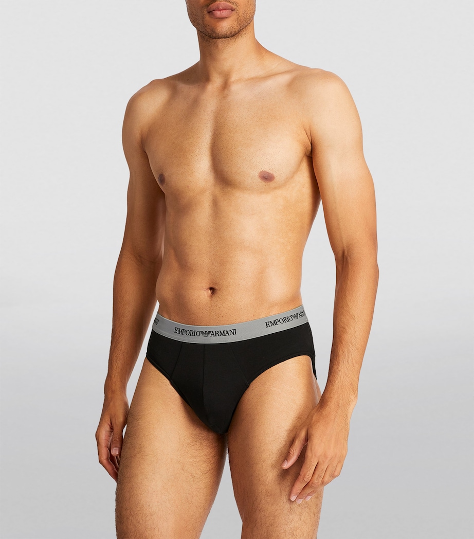 Stretch-Cotton Briefs (Pack of 2) 03320 BLK/GRY Image 2