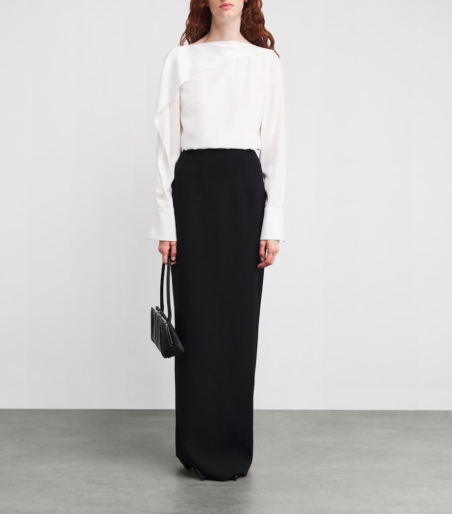 Satin Long-Sleeve Top IVORY Image 2