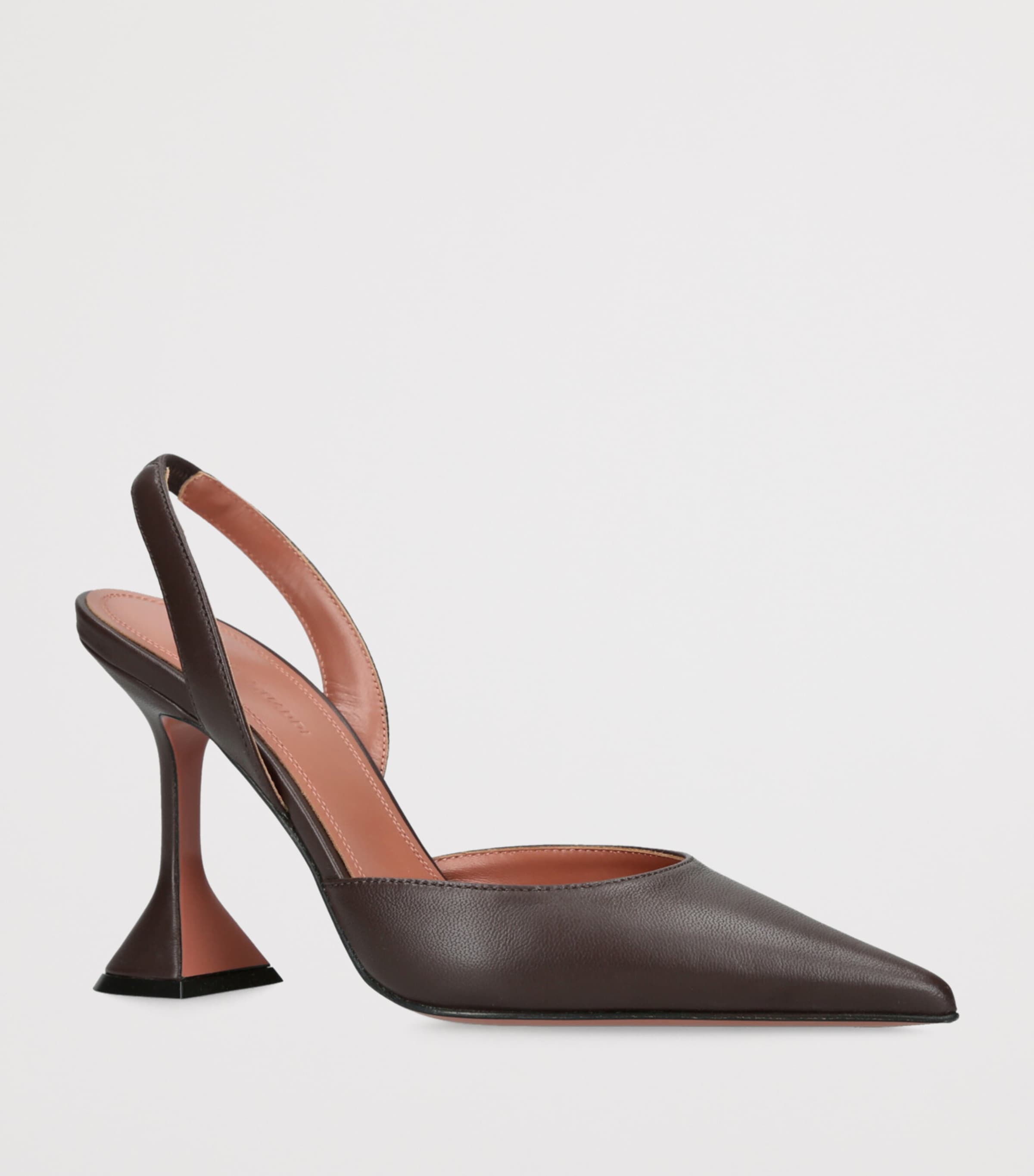 Leather Holli Slingback Pumps 95 DARK BROWN Image 3