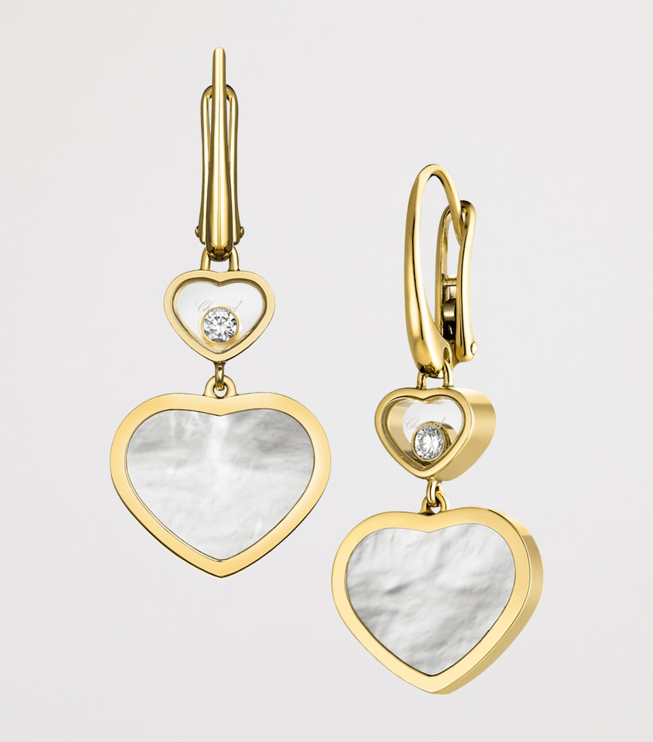 Yellow Gold, Diamond and Mother-of-Pearl Happy Hearts Drop Earrings 18K YELLOW GOLD Image 2
