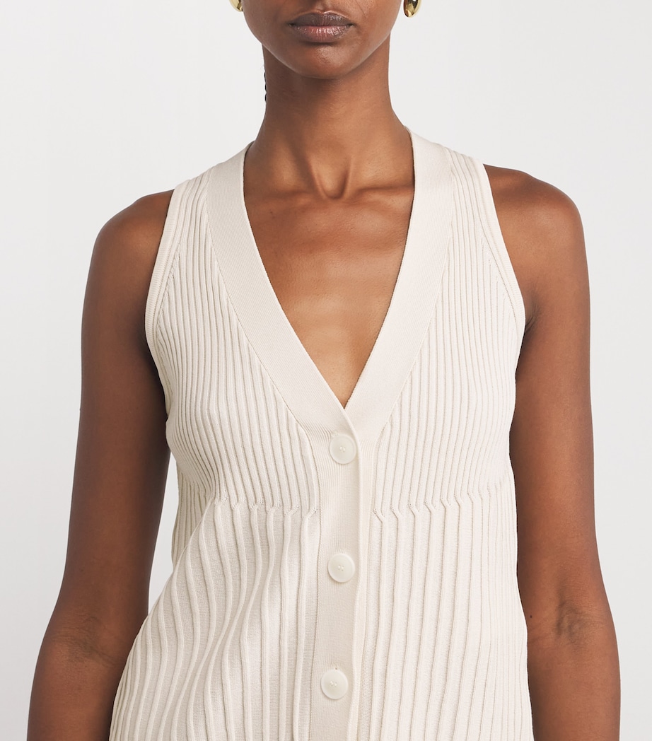 Cotton-Blend Knitted Waistcoat IVORY Image 6