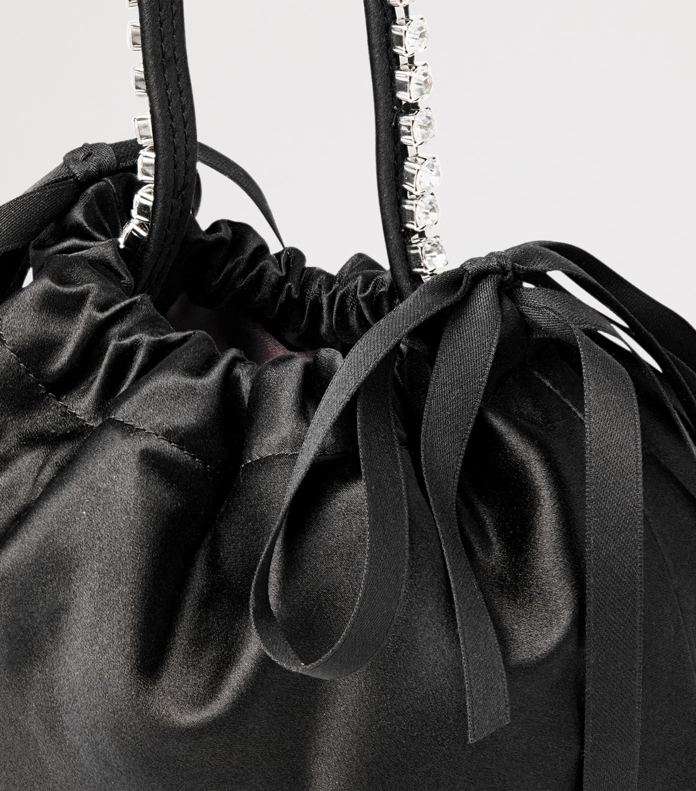 Mini Satin Bow-Detail Drawstring Bag BLACK/BLACK/SILVER Image 3