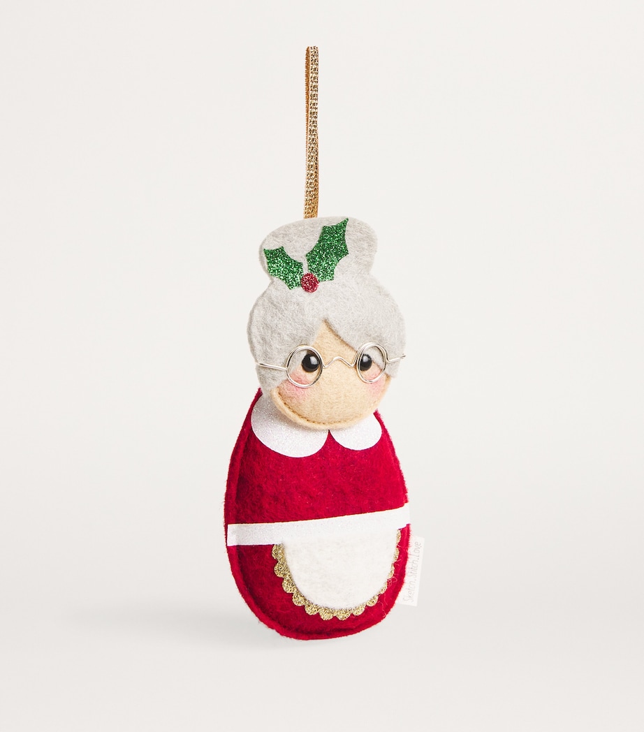 SKETCH.STITCH.LOVE Mrs Claus Tree Decoration Burgundy/grey Image 2
