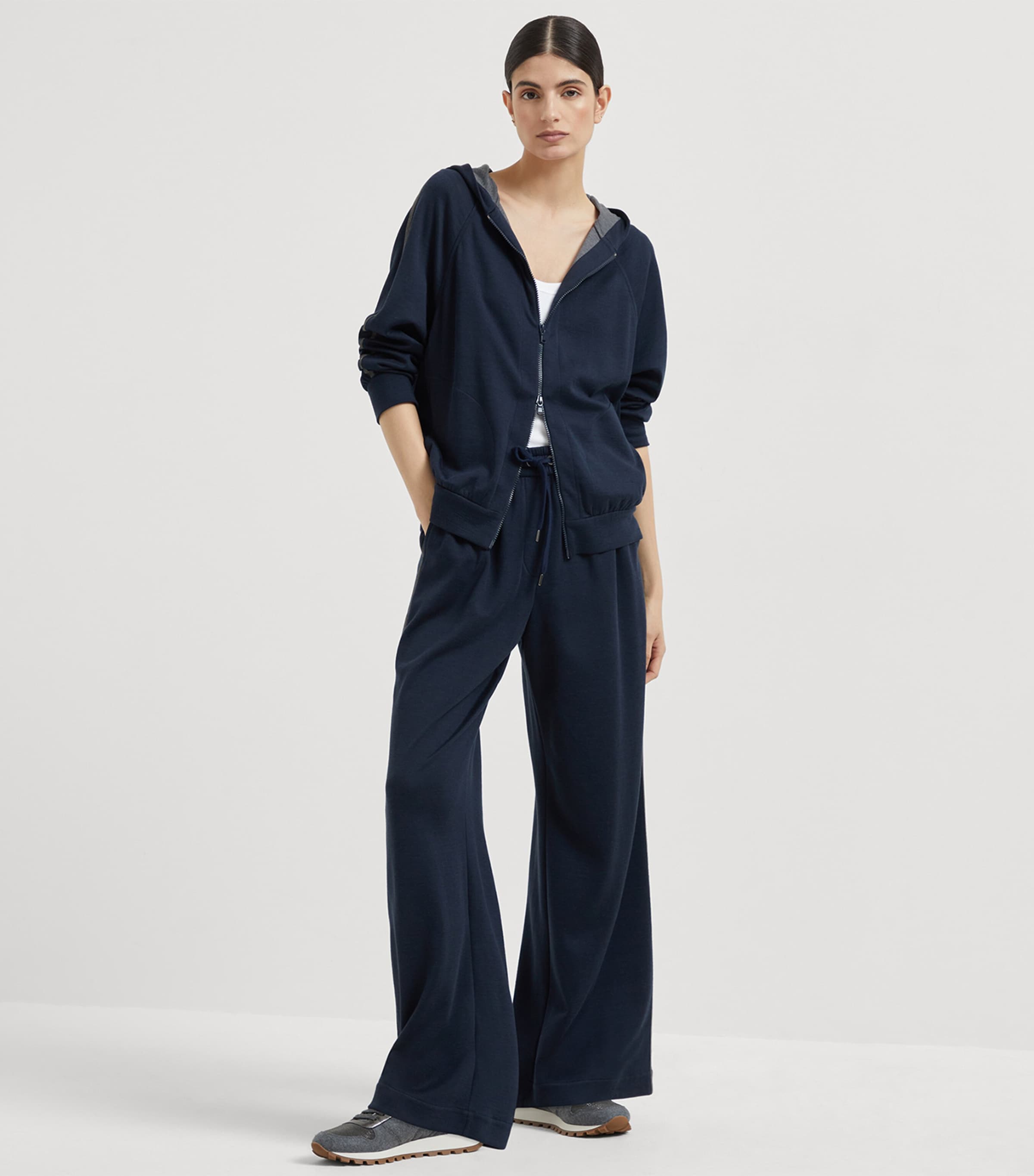 Cotton-Blend Two-Way Zip Hoodie C8366 Image 4